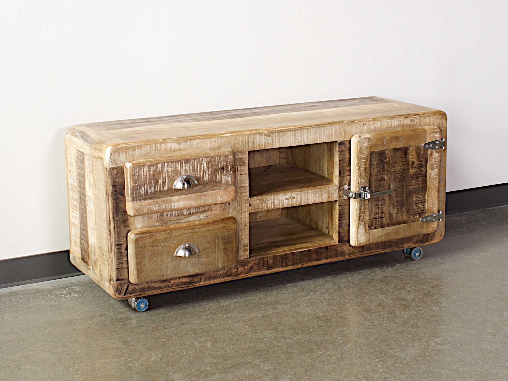 Premium Indian Solid Wood TV Stand Media Console - Modern Entertainment Center for Living Room, Bedroom & Home Theater