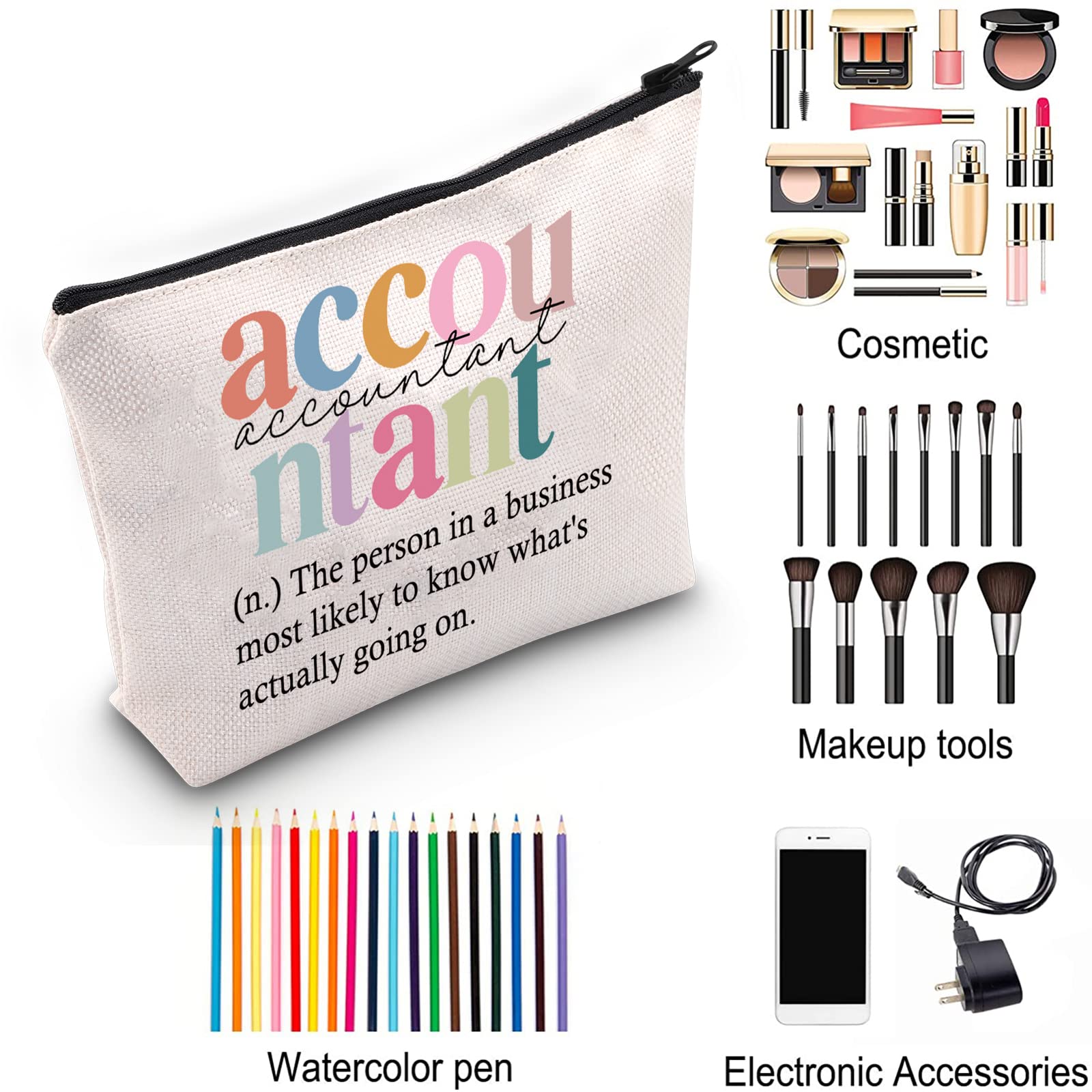 Accountant Makeup Bag with Zipper - CPA Cosmetic & Toiletry Bag for Professionals