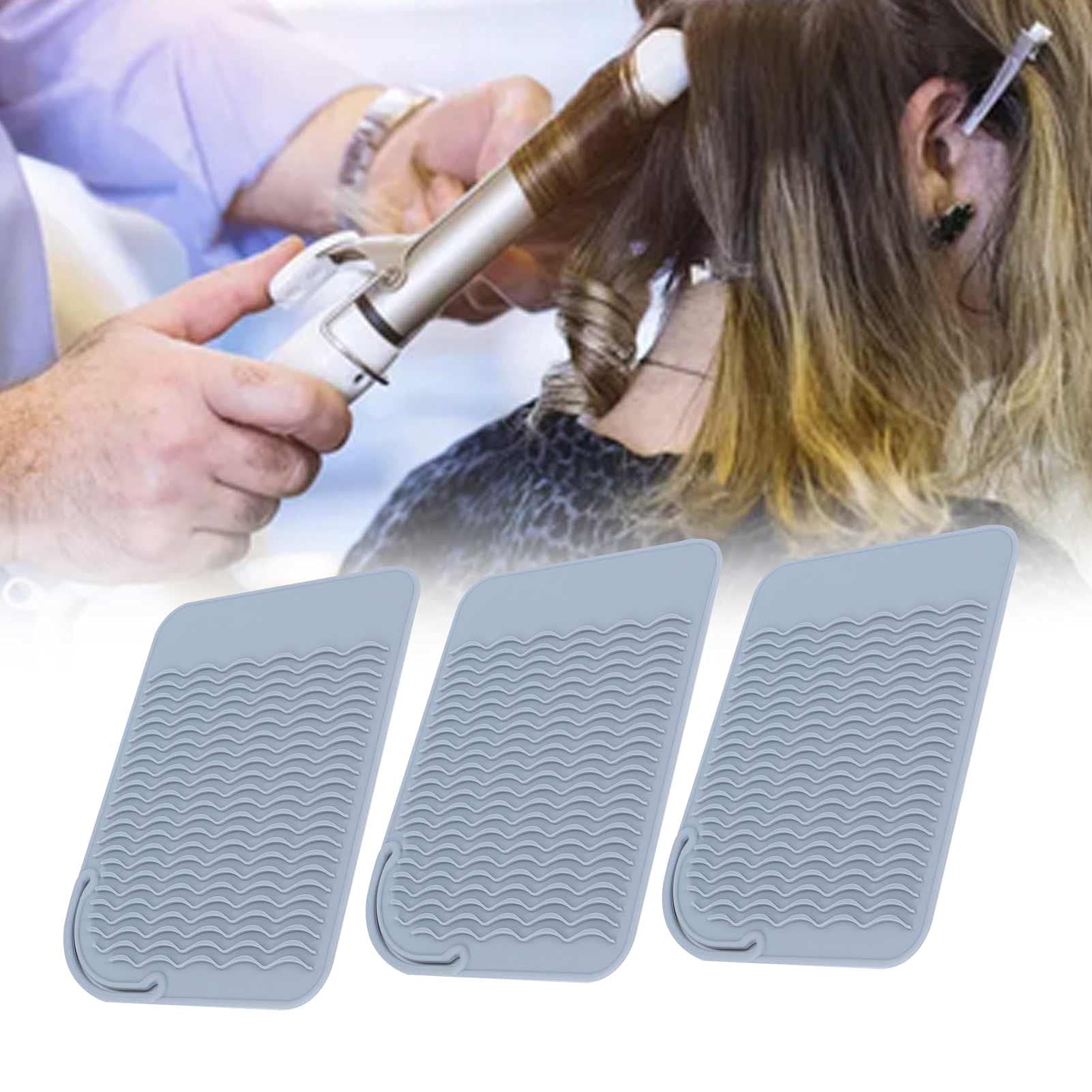 3-Piece Silicone Heat Resistant Mat Set for Hair Straighteners, Curling Irons & Wands - Non-Slip Holder Protects Countertops & Vanities - Perfect for Home Salon, Bathroom & Travel Use