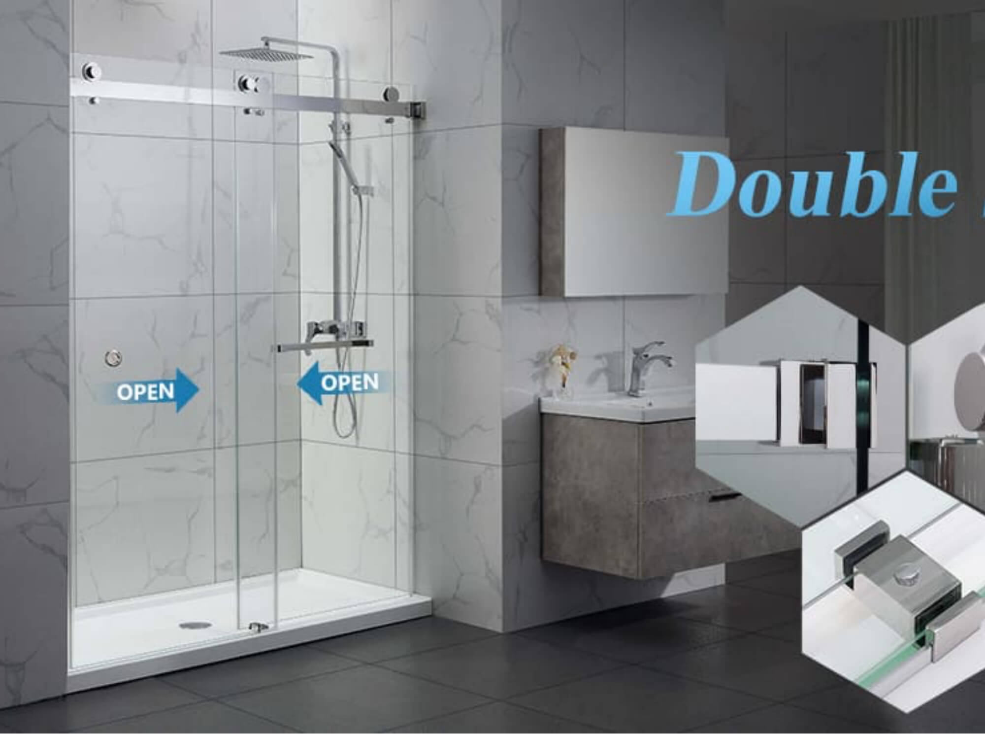 DS01 Frameless Double Sliding Glass Door - 50