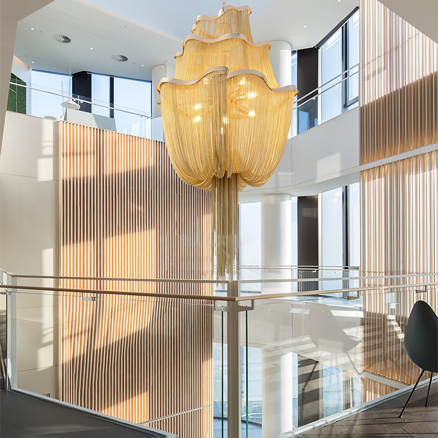 Sparkling Crystal Chandelier with Gold Chains - Elegant Dining Room & Bedroom Ceiling Light Fixture for Home Decor