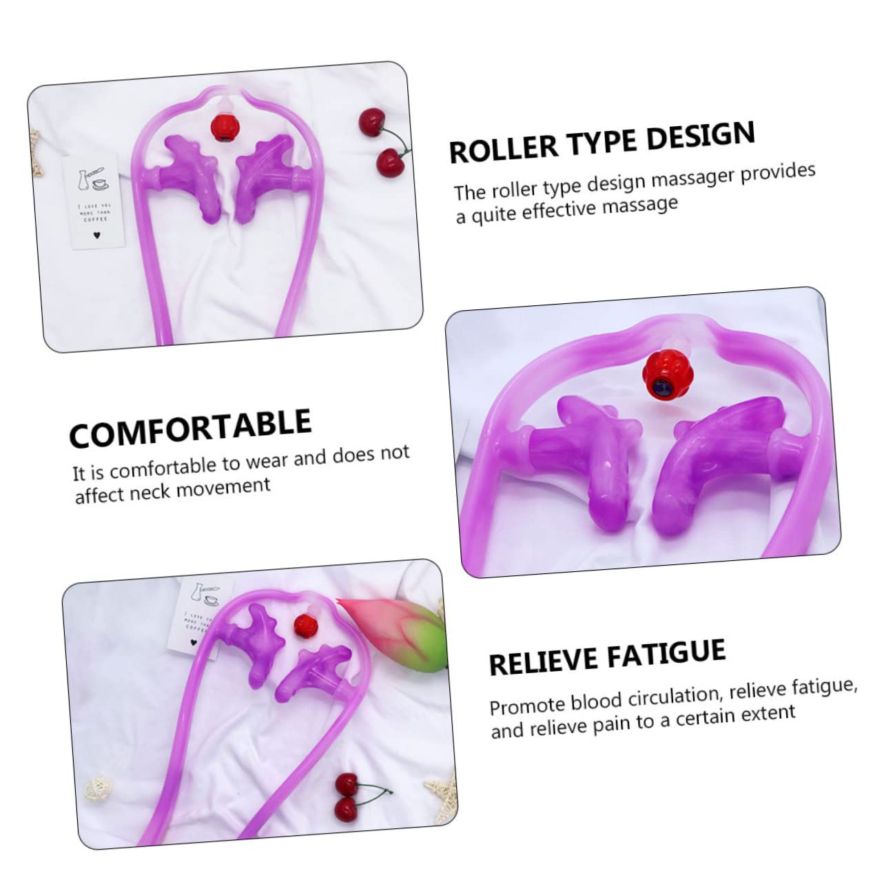 Lurrose Neck Massager Roller - Portable Cervical Massage Pillow with Pressure Point Relief for Shoulder & Back Pain - Perfect for Home, Office, and Travel Use