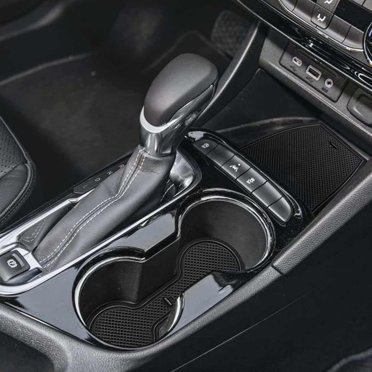 Auovo Custom Fit Anti-Dust Cup Holder Insert Liners & Interior Mats for Buick Encore GX 2020-2024 - 16pcs Black Trim Door Pocket & Center Console Accessories - Perfect for Road Trips & Daily Commute Protection