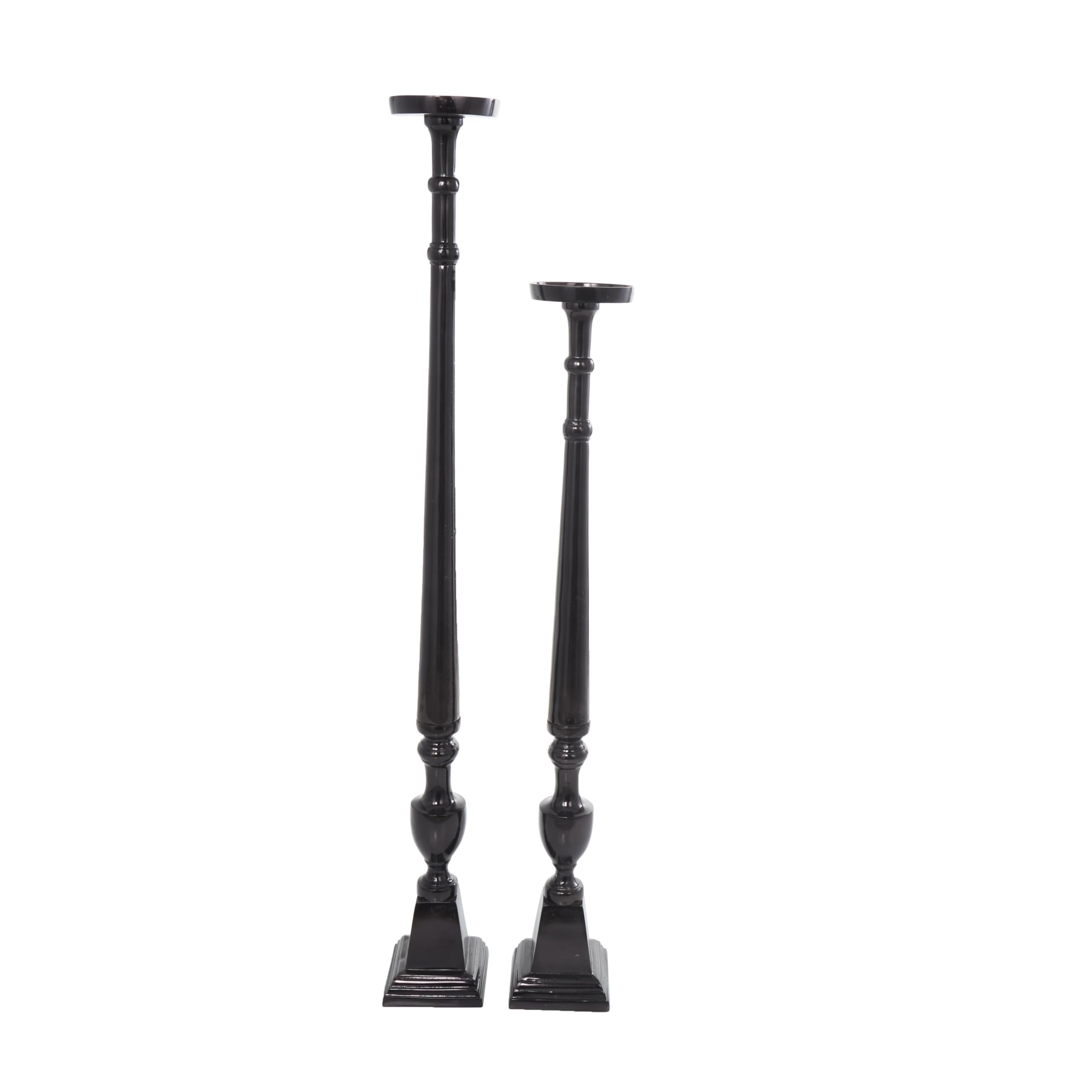 Deco 79 Black Aluminum Metal Floor Candle Holder Set - 42