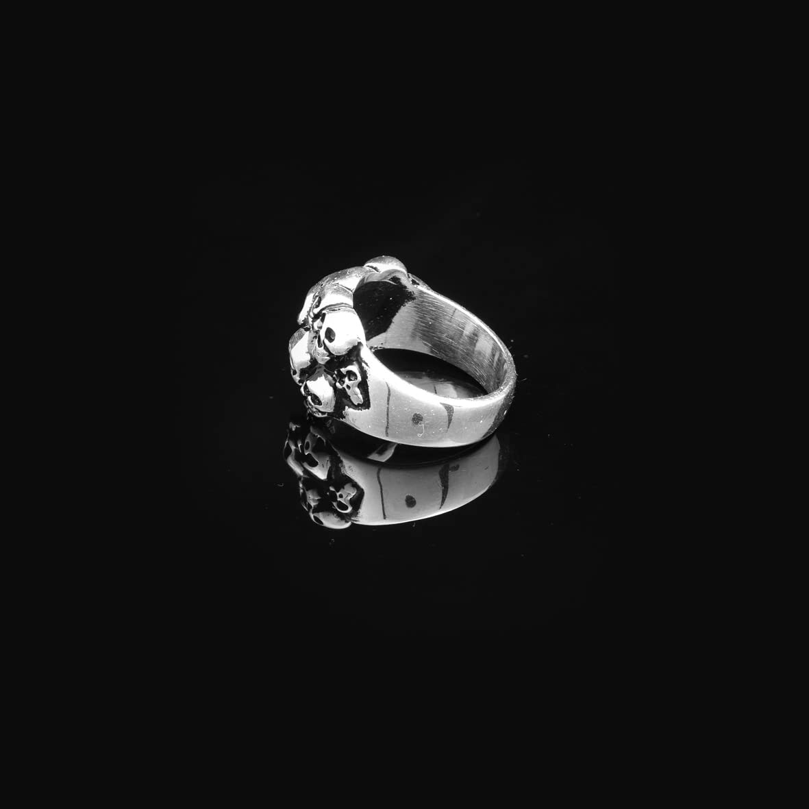 Handmade Gothic Sterling Silver Skull Biker Ring for Men - 925 Silver Jewelry with Polishing Cloth Gift - Size 1/2