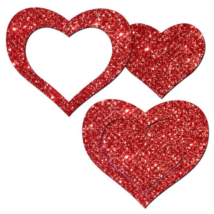Pastease Glitter Peek-a-Boo Hearts Red - Adhesive Rhinestone Stickers for Nails, Phone Cases & DIY Crafts - Perfect for Parties, Gifts & Fashion Accessories