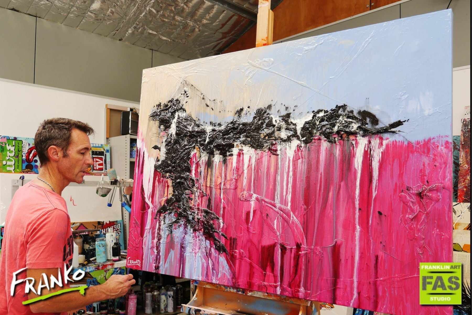 140cm x 100cm Pink Abstract Canvas Painting - Modern Wall Art for Living Room, Bedroom & Office Decor | Magenta Urge Collection
