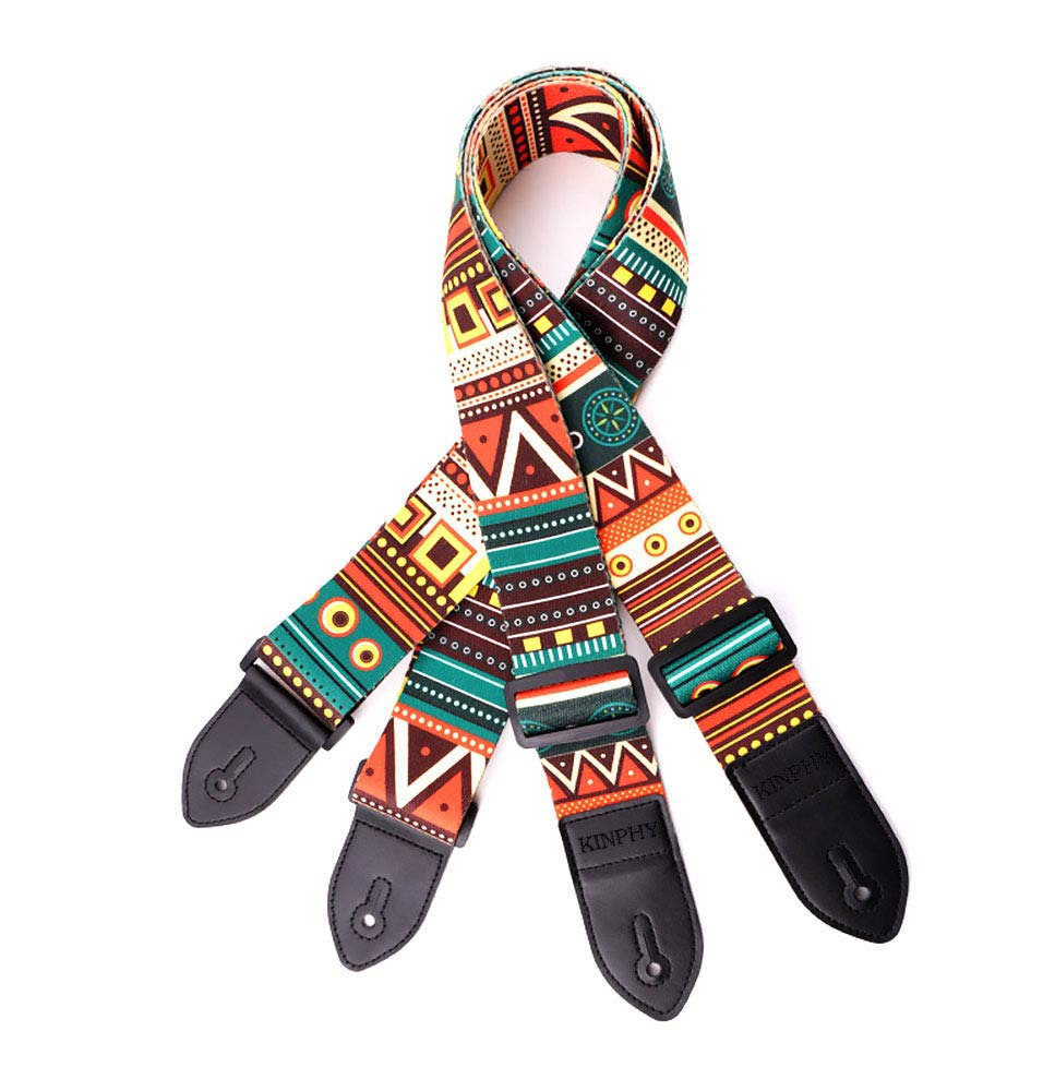 Premium Guitar Strap for Acoustic & Electric Bass - Adjustable Leather Ends with Strap Locks & Includes Free Picks - Perfect for Live Performances, Studio Sessions & Practice
