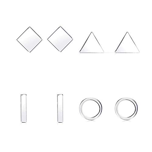 A9：4 pairs silver solid earrings set