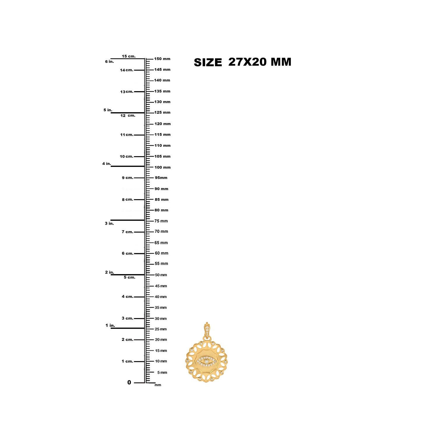 14K Solid Yellow Gold Pave Diamond Evil Eye Pendant Necklace - Protection Jewelry Gift for Women, Perfect for Birthday, Anniversary & Spiritual Occasions
