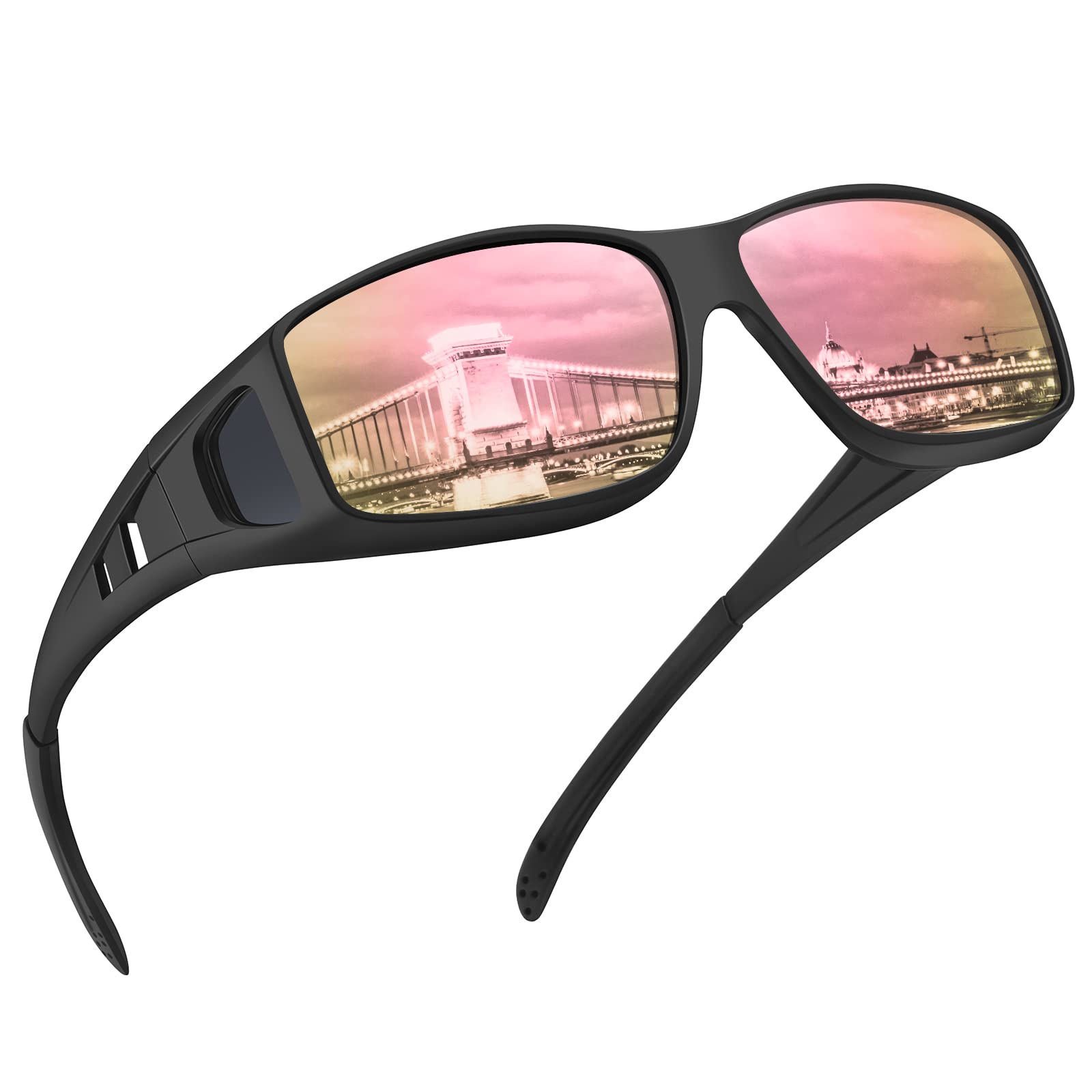 Night Vision Driving Glasses for Men - Polarized Fit Over Sunglasses for Safe Night Driving