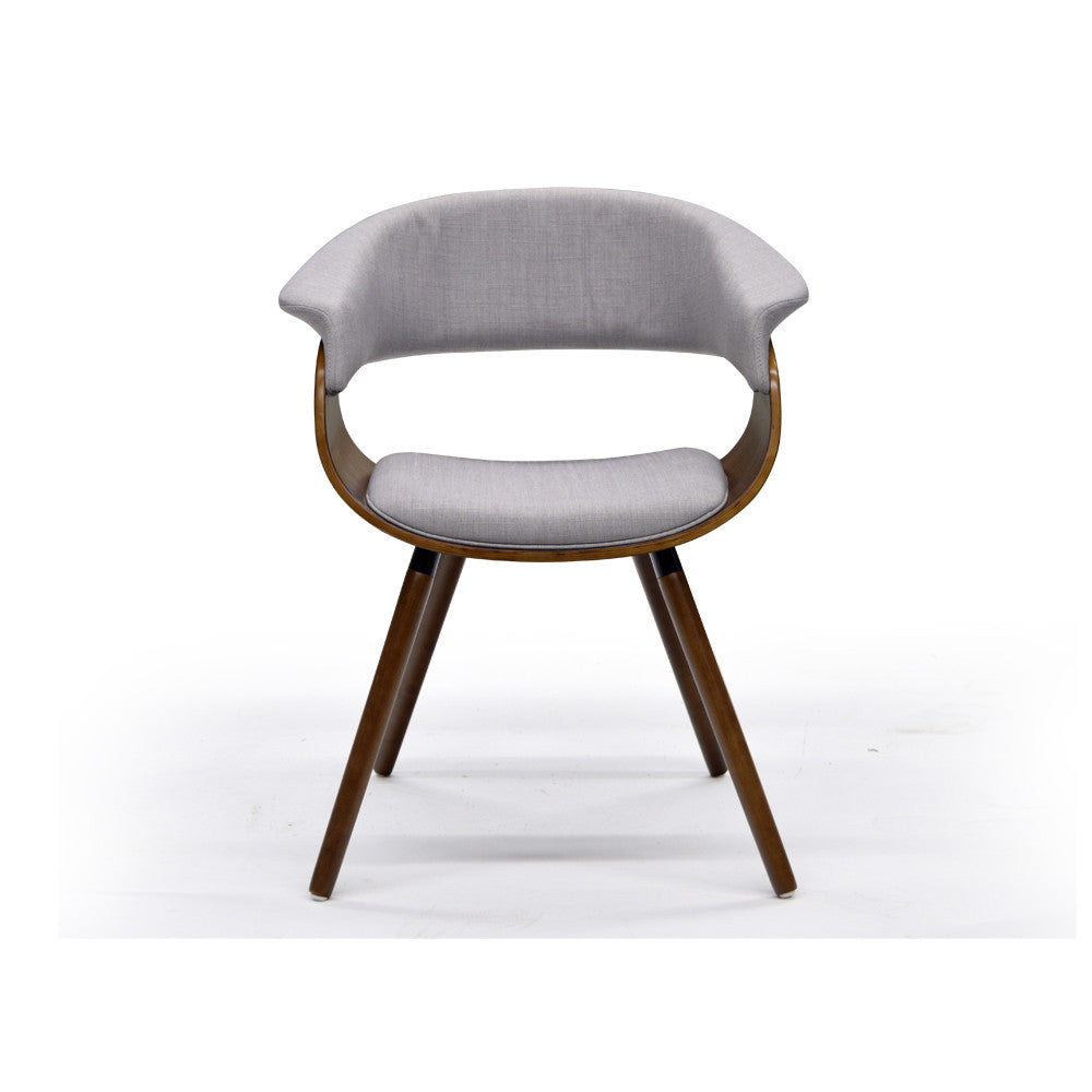 Stylish Grey Fabric & Bent Wood Accent Chair - Mid-Century Modern Lounge Chair for Living Room, Bedroom & Office - Comfortable Reading & Relaxation Chair