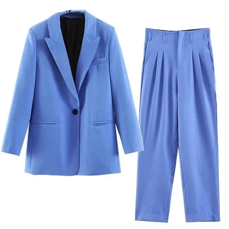 Stylish Women's Pantsuit with Pleated Pants - Professional Office Wear & Business Attire for Women | Perfect for Work, Interviews, and Formal Events