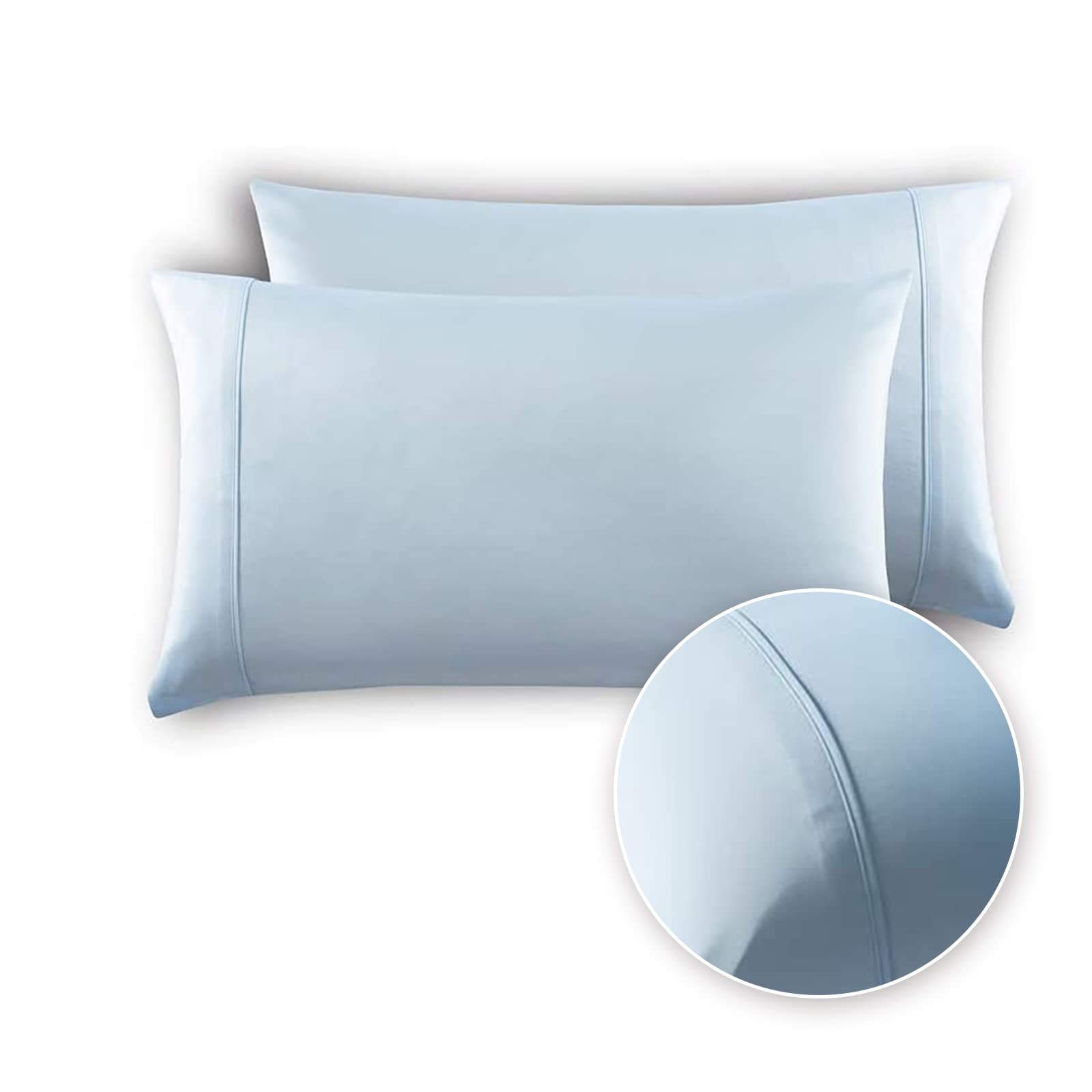 MEILA Silky Satin Pillowcase Set of 2 - Ultra Soft Washed Silk Pillow Covers for Hair & Skin Care, Standard Size (20x26 inches), Baby Blue - Perfect for Beauty Sleep, Reducing Frizz & Wrinkles