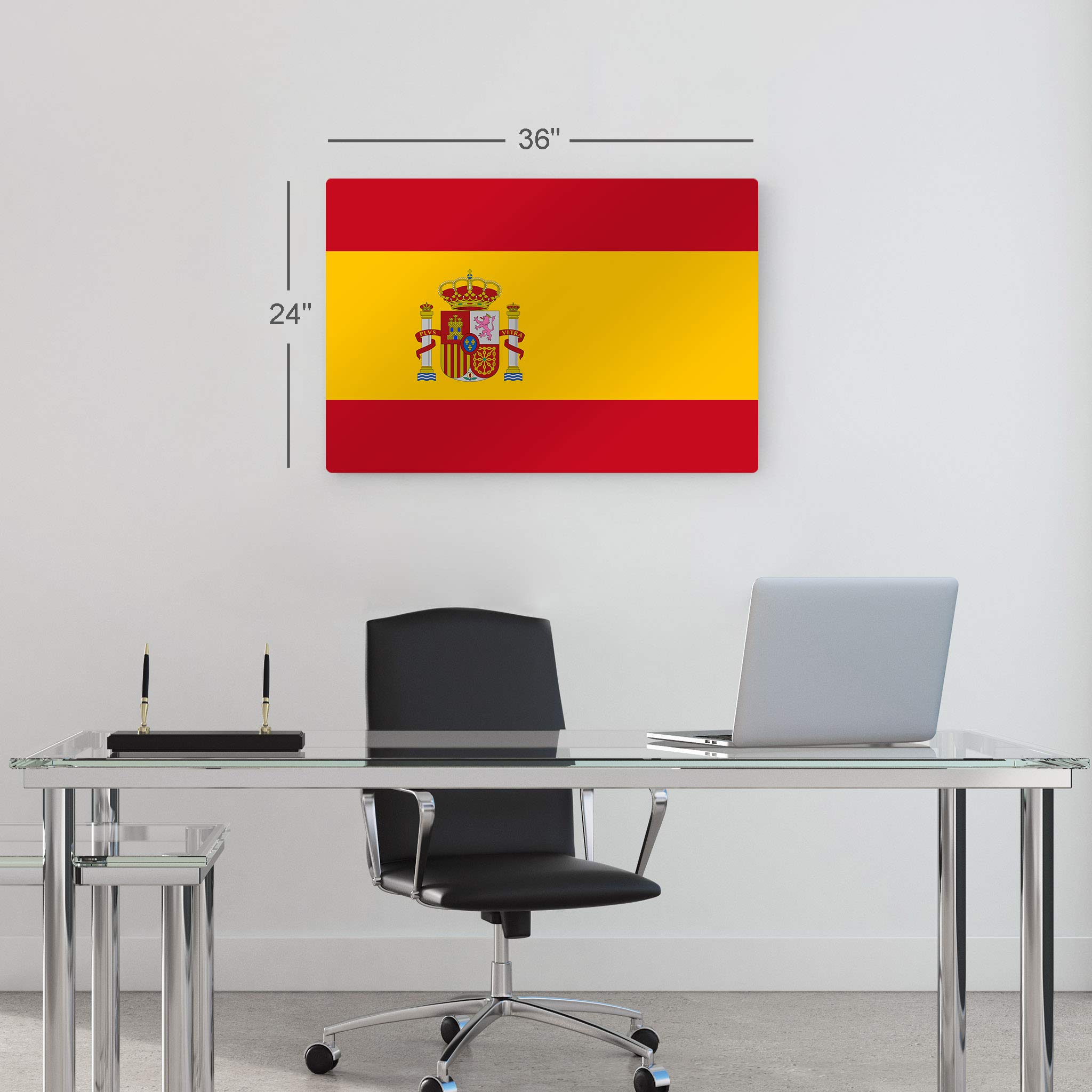 Spain Flag Metal Wall Art Print - 20x30 Inch Modern Home Decor for Office, Living Room, Dorm, Bedroom & Man Cave - Ready to Hang Made in USA - Perfect for Sports Bars, Game Rooms & Spanish-Themed Parties