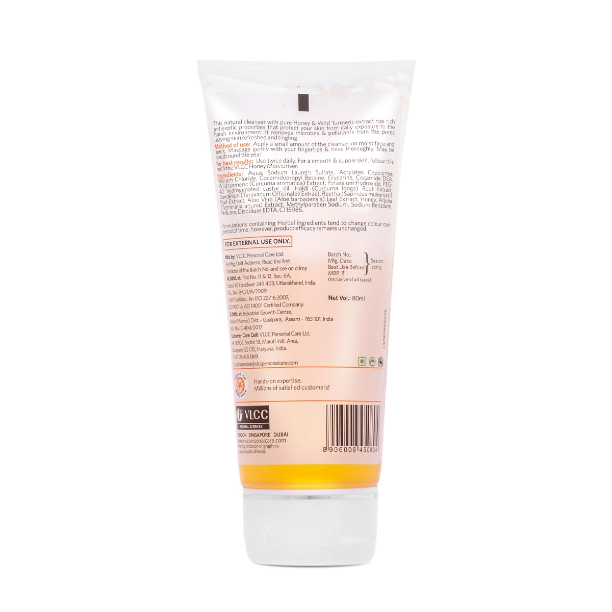 VLCC Wild Turmeric Face Wash for Glowing Skin - 80ml | Natural Brightening & Acne Control | Daily Use for Oily & Combination Skin