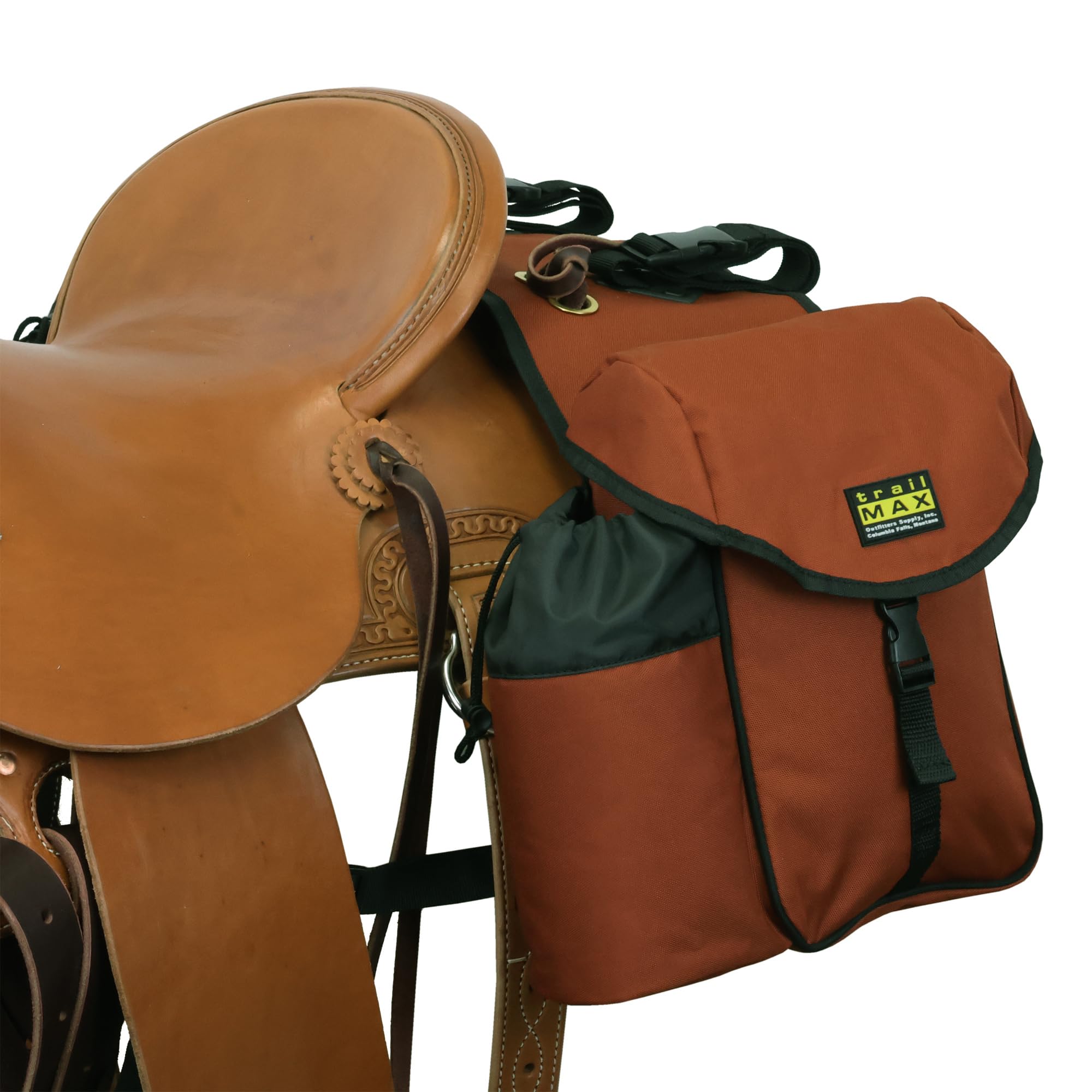 TrailMax Big Sky Saddlebags - Durable Horse Saddle Bags with 2 Water Bottle Holders for Trail Riding | Heavy-Duty Polyester Equestrian Gear | Montana-Designed Rust-Resistant Saddle Accessories | Perfect for Long-Distance Horseback Adventures and Outdoor Exploration