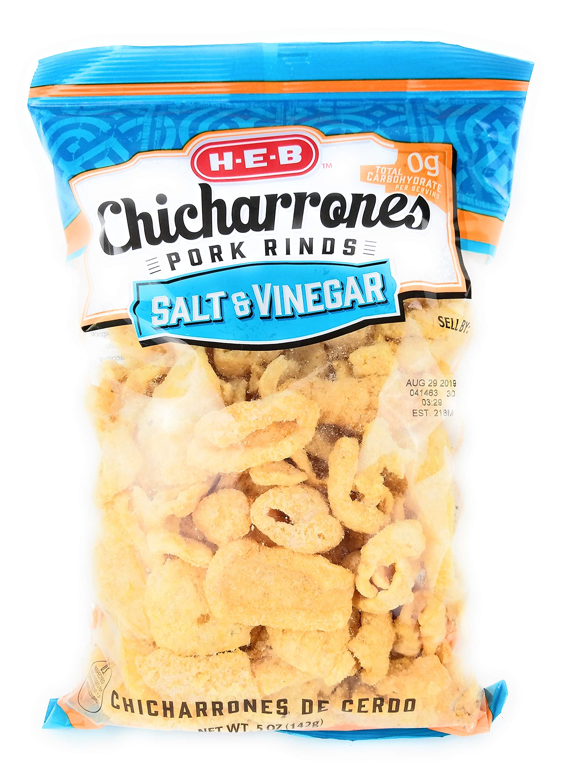HEB Chicharrones Pork Rinds Salt & Vinegar - Keto, Low Carb Snacks (5 Pack) for On-the-Go & Parties
