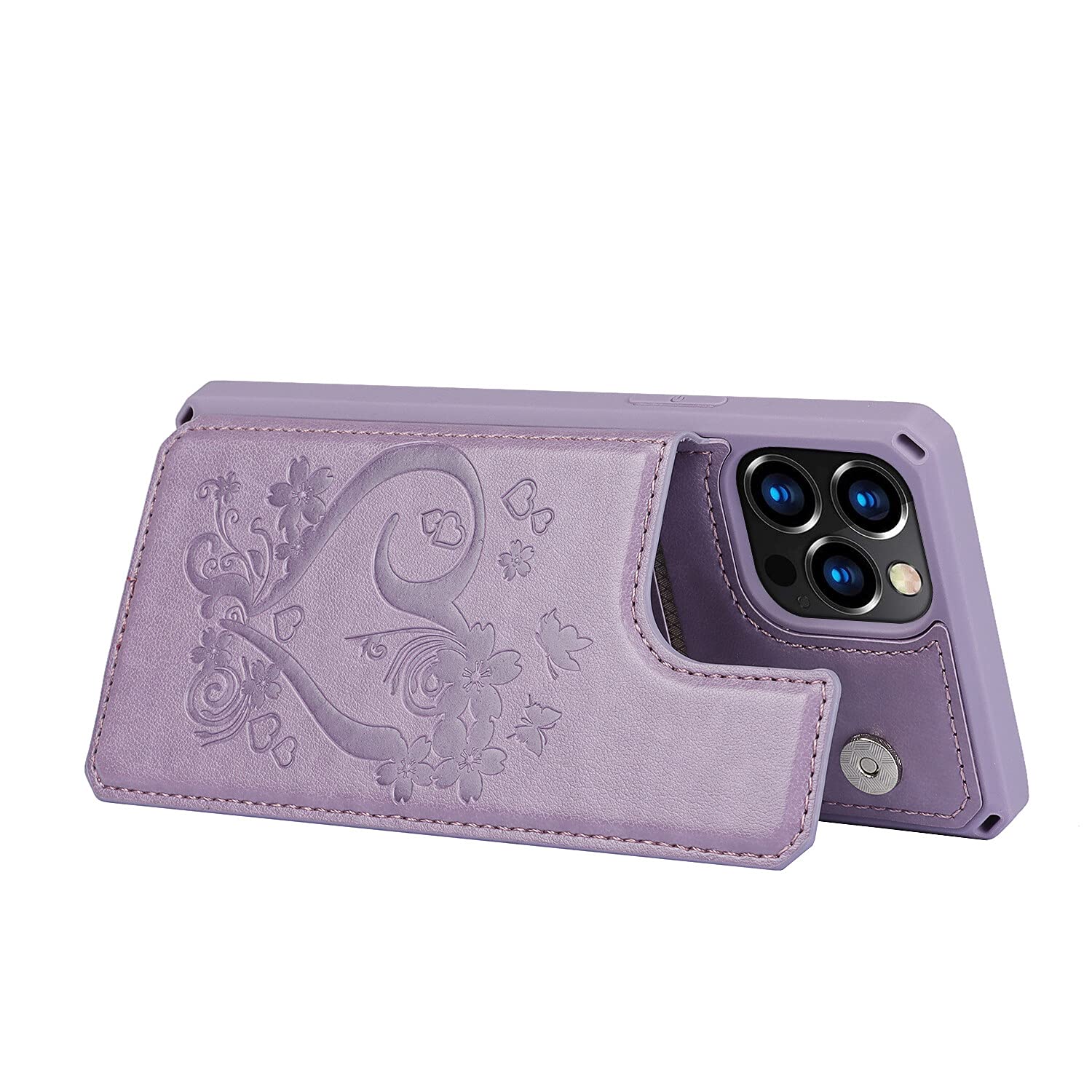 Premium Leather Wallet Case for iPhone 12/12 Pro - Shockproof Protective Cover with Card Holder, Stand & Wrist Strap (Purple) - Perfect for Daily Commute, Shopping & Travel