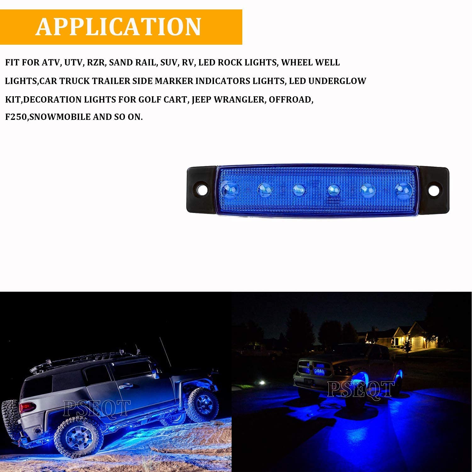 PSEQT 3.9 Inch LED Rock Lights for Cars - 10PCS Blue Underglow Wheel Fender Lights with 100FT 22AWG 2-Pin Extension Cable - Perfect for Off-Road, Truck, Jeep, and Car Customization - Enhance Night Driving & Vehicle Aesthetics