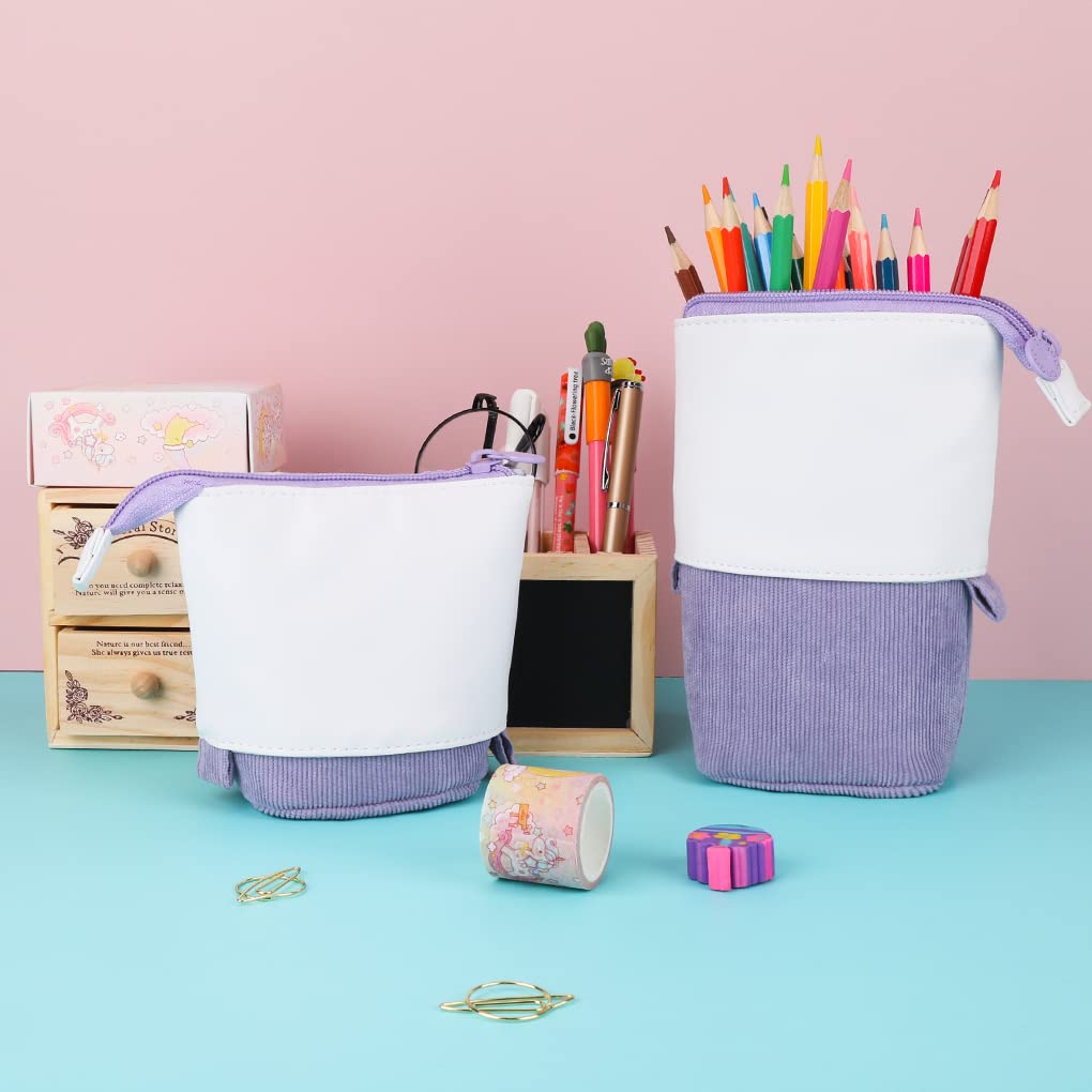 Oyachic Stand Up Pencil Case - Adjustable Telescopic Pen Holder & Cosmetic Organizer Bag - Cute Makeup Pouch for Women - Perfect for Office, School & Travel Organization