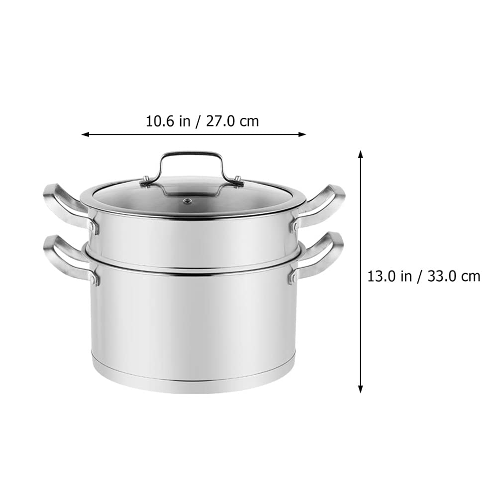 1pc Stainless Steel Steamer Pot with Non-Stick Coating - Multi-Functional Kitchen Cookware for Steaming, Cooking, Soup Making - Perfect for Home, Restaurant & Meal Prep