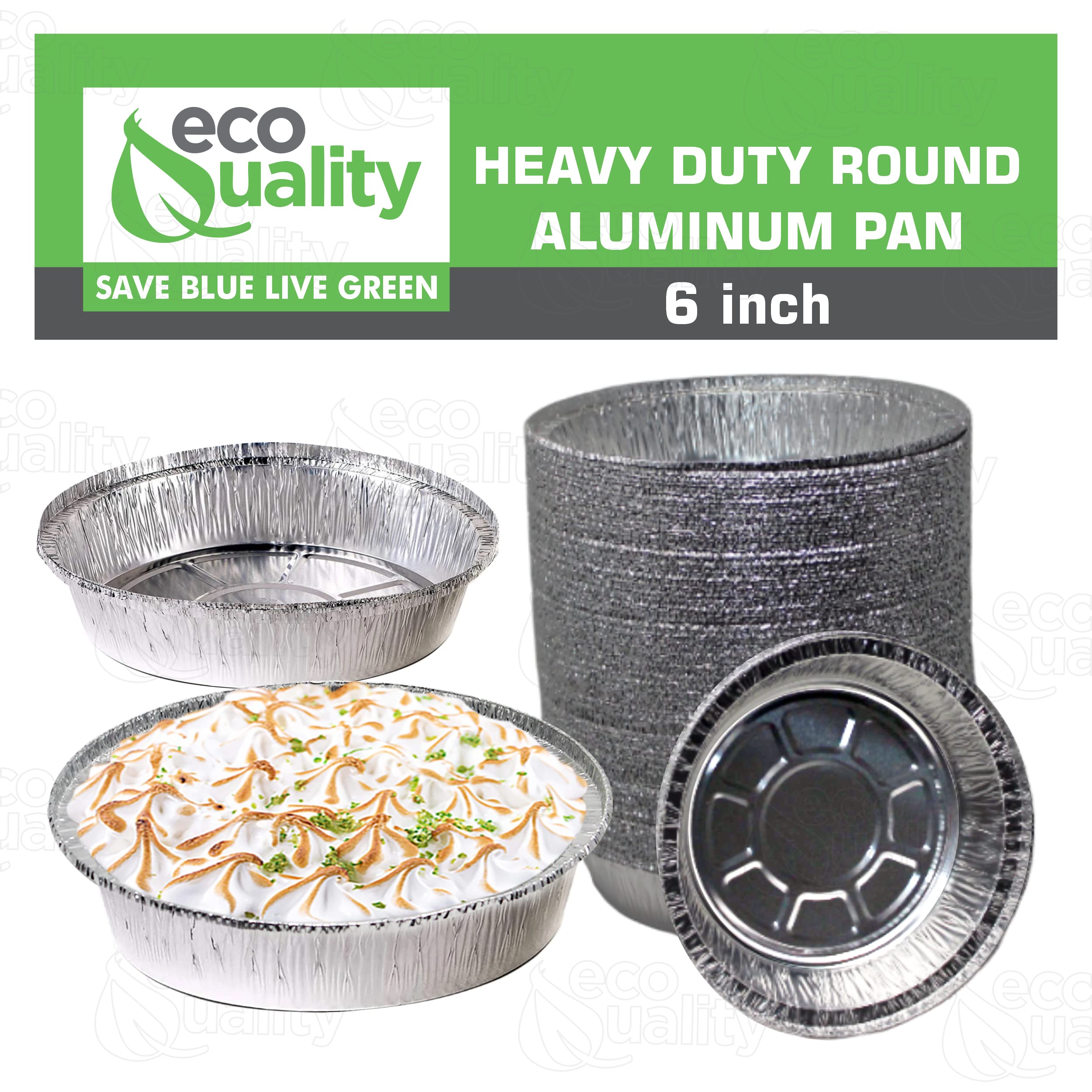 EcoQuality [500 Pack] 6 Inch Disposable Aluminum Foil Pans - Round Baking Pans for Cooking, Catering, Parties & Restaurants - Perfect for Cakes, Pies, Takeout Meals & Food Storage (No Lids)