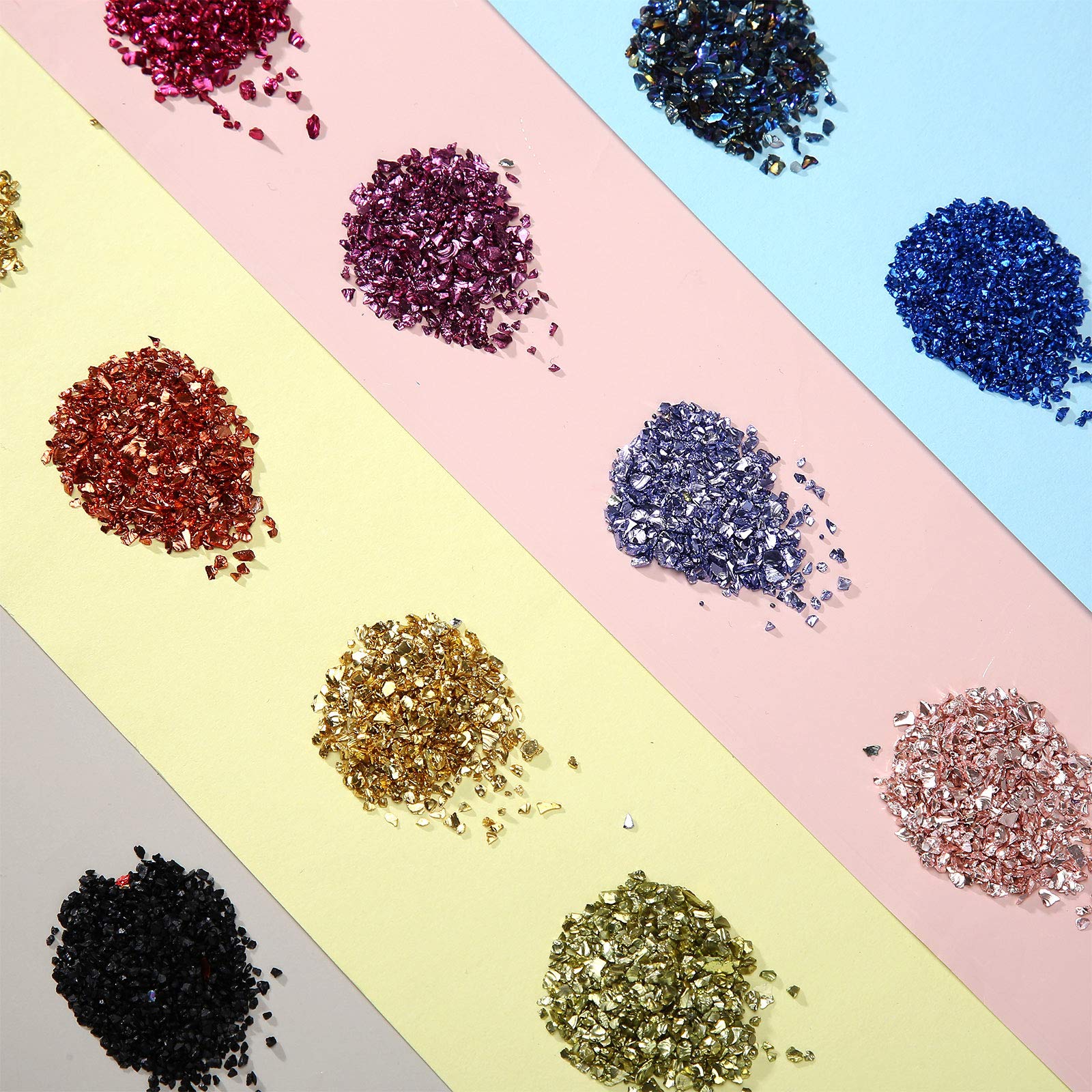 36 Pack Crushed Glass Glitter for Resin Art - Broken Glass Pieces for DIY Crafts, Nail Art, Jewelry Making & Vase Filler - Perfect for Epoxy Resin Projects, Home Decor & Creative Gifts
