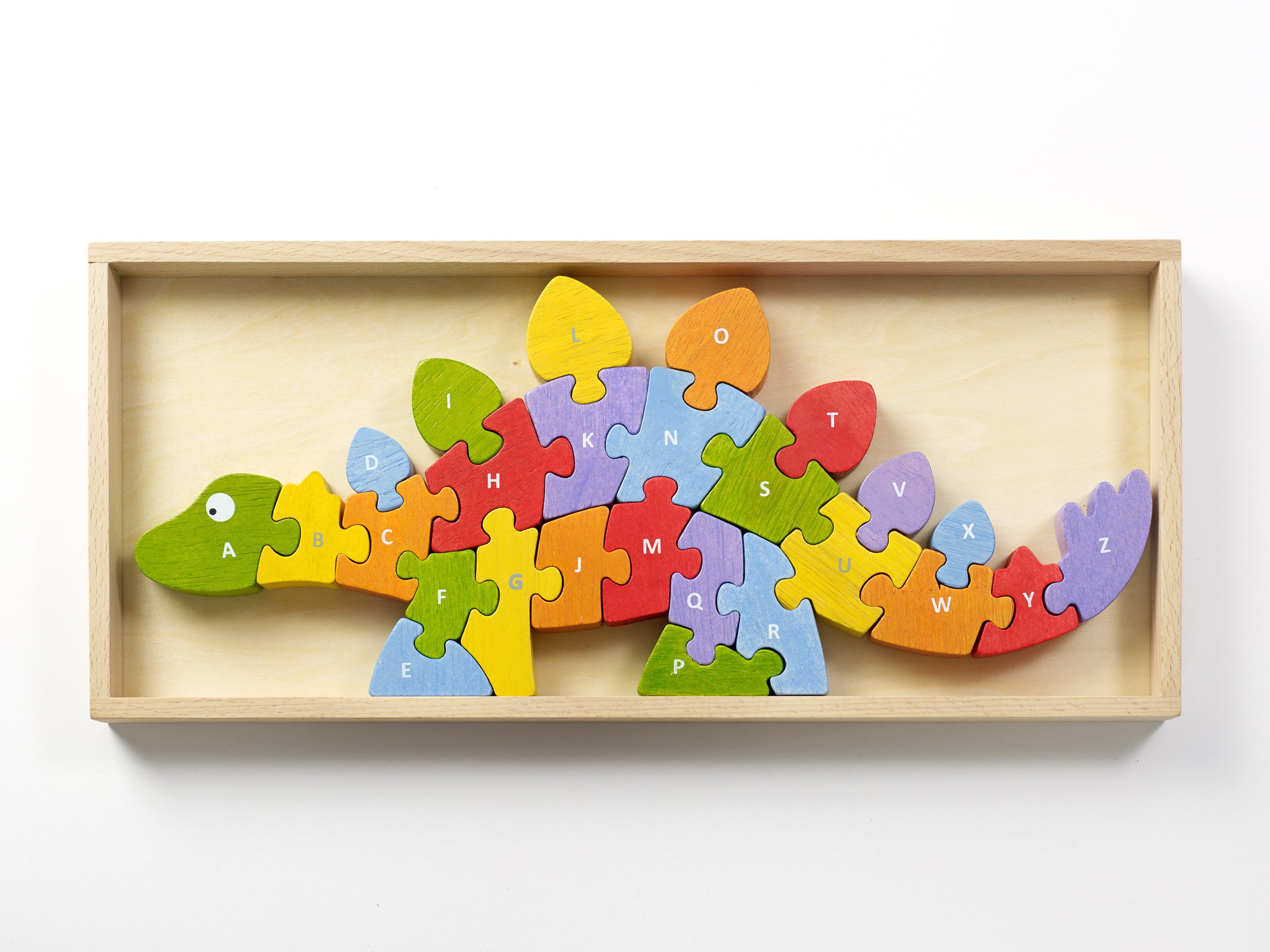BeginAgain Dinosaur A to Z Puzzle and Playset - Educational Wooden Alphabet Learning Toy for Kids Ages 2+ | Perfect for Preschool Learning, Montessori Activities & Early Childhood Development