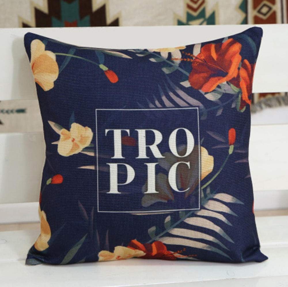 QWE Linen Sofa Pillow - 45x45cm Cartoon Linen Cushion for Office, Bed, Car & Waist Support - Decorative Flower Pillow for Backrest, Lumbar & Siesta Comfort