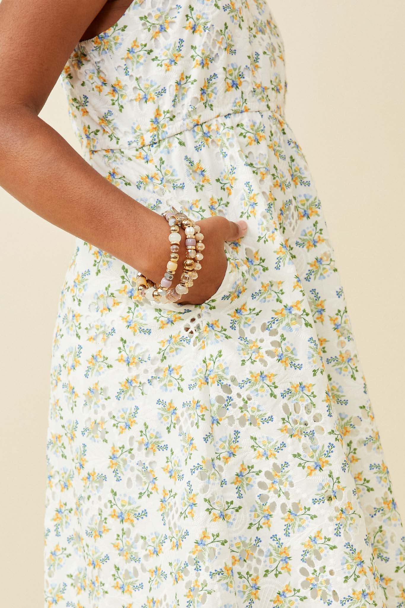 Floral Printed Eyelet Tank Dress for Women - Summer Boho Chic Cotton Sundress - Perfect for Beach, Vacation, and Casual Outings