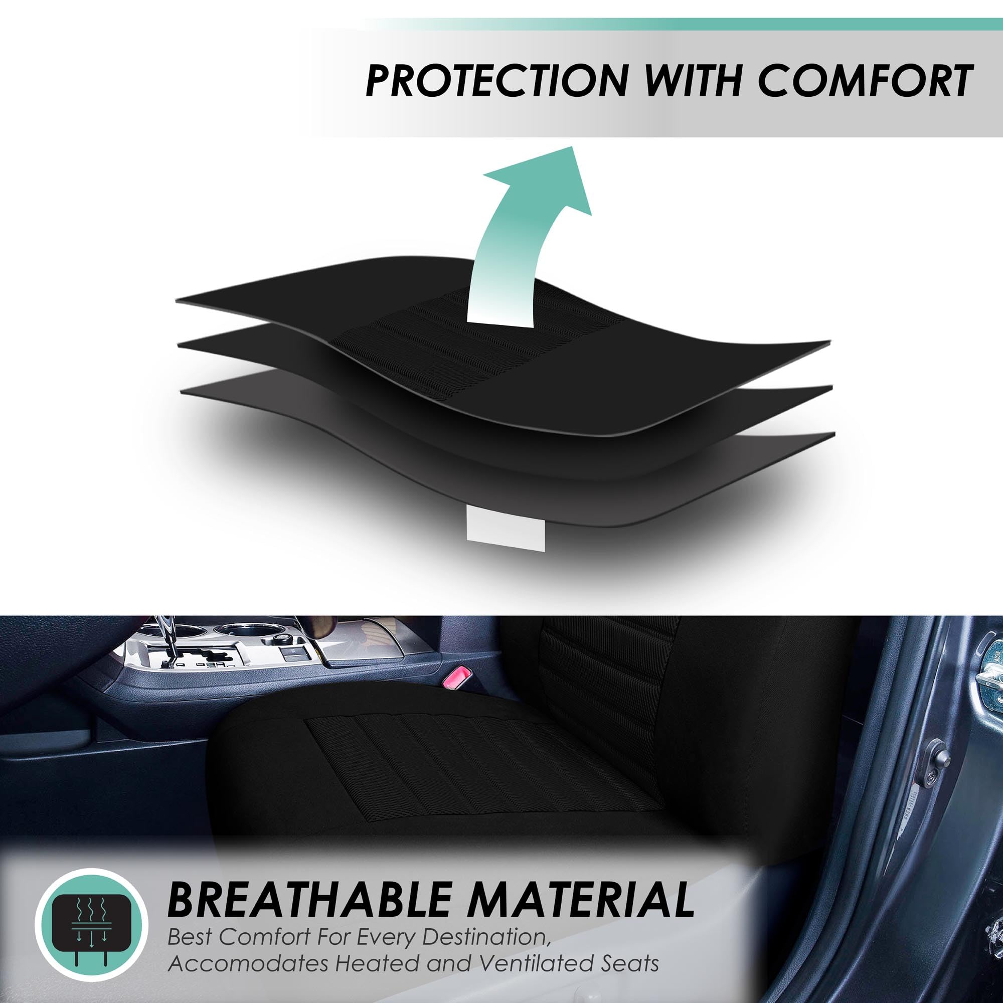 TLH 3D Air Mesh Car Seat Covers - Black, Universal Fit for Cars & SUVs - Perfect for Comfort & Style