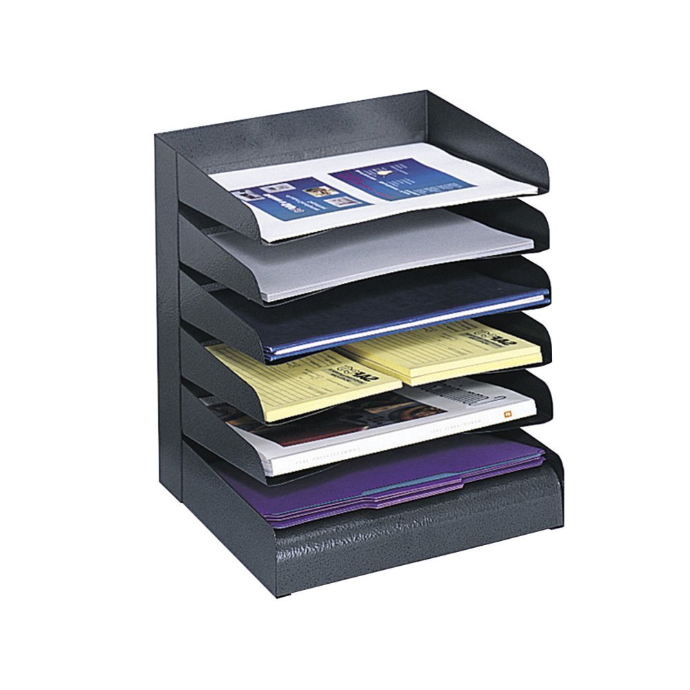 Safco Slanted Shelves Steel Desk Tray Sorter - SAF3128BL - Organize Office Documents, Mail & Files - Perfect for Home Office, School & Workspace Organization