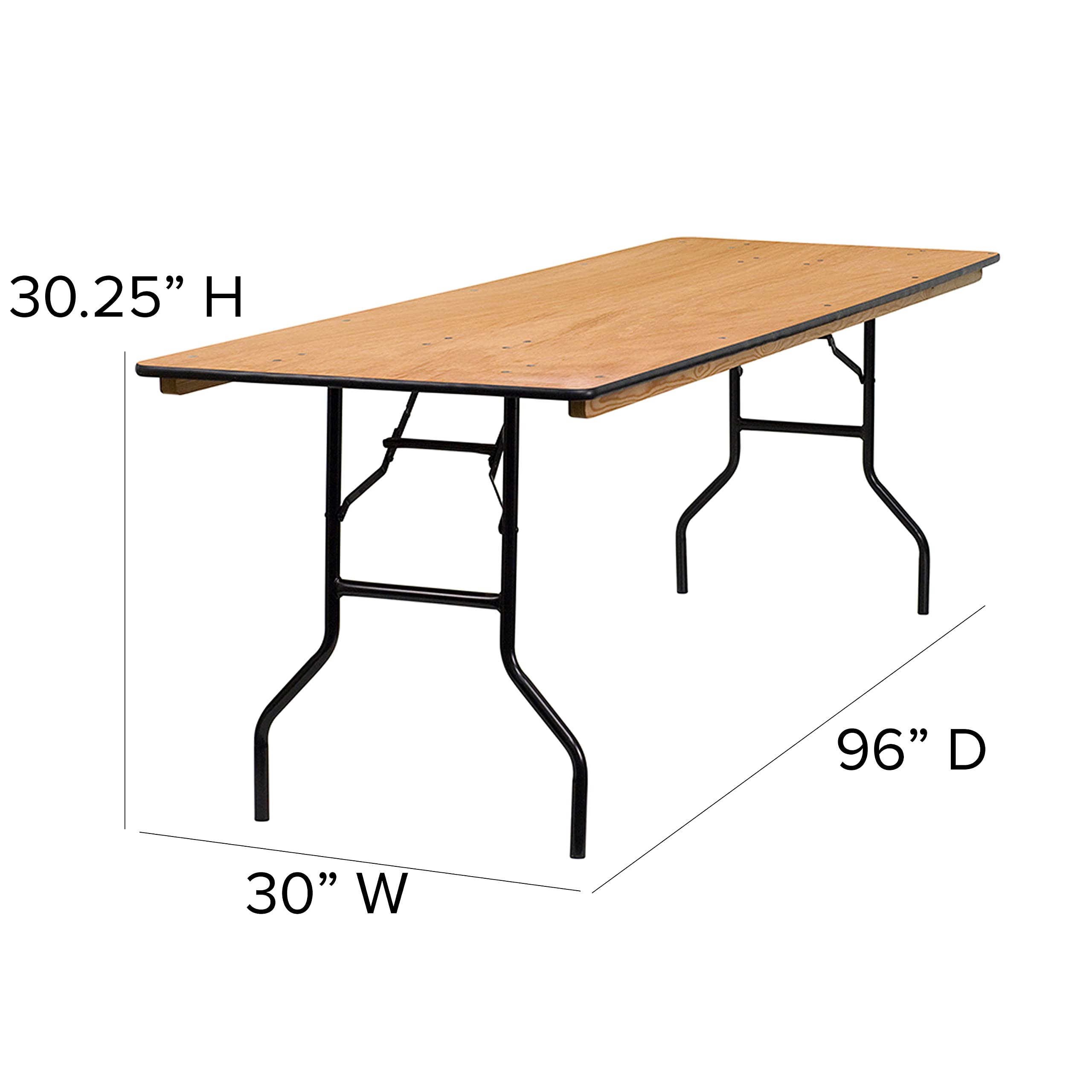 Flash Furniture Gael 8-Foot Rectangular Wood Folding Banquet Table with Clear Coated Finish - Perfect for Events, Parties, and Catering Services