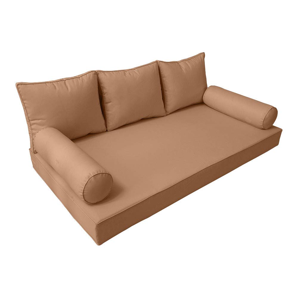Prolinemax SLIPCOVER ONLY - S3 Outdoor Daybed Mattress Bolster Backrest Cushion Covers with Piped Trim for Twin-XL Size (AD104) - Perfect for Patio, Poolside & Garden Furniture Protection