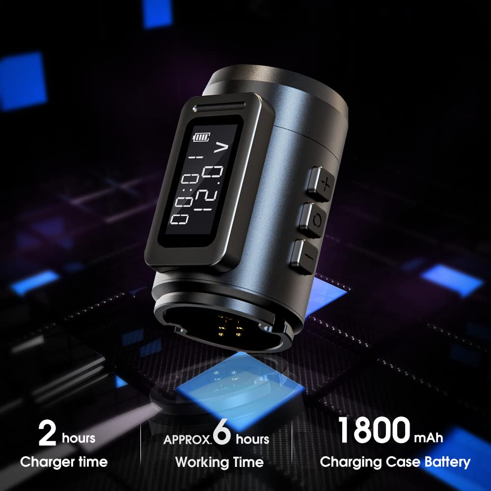 Ambition MARS-U Wireless Tattoo Machine - Adjustable Stroke Rotary Cartridge Pen with 1800mAh Power Coreless Motor & LED Display | Professional Tattoo Equipment for Artists | Perfect for Studio Work, Body Art & Permanent Makeup