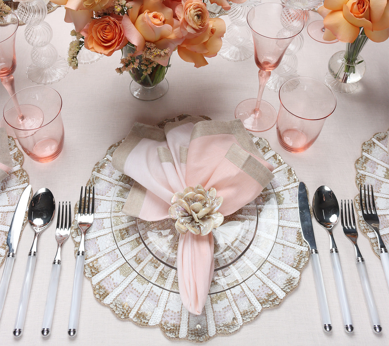 Champagne & Gold Nautilus Placemat Set of 2 - Elegant Table Decor for Dining, Parties & Home Decor