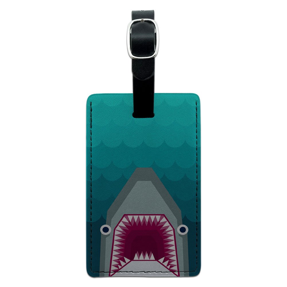 Geometric Shark Leather Luggage Tag - Stylish & Durable Suitcase ID Tag for Travel Bags, Carry-Ons & Backpacks - Perfect for Airports, Business Trips & Vacation (Black)
