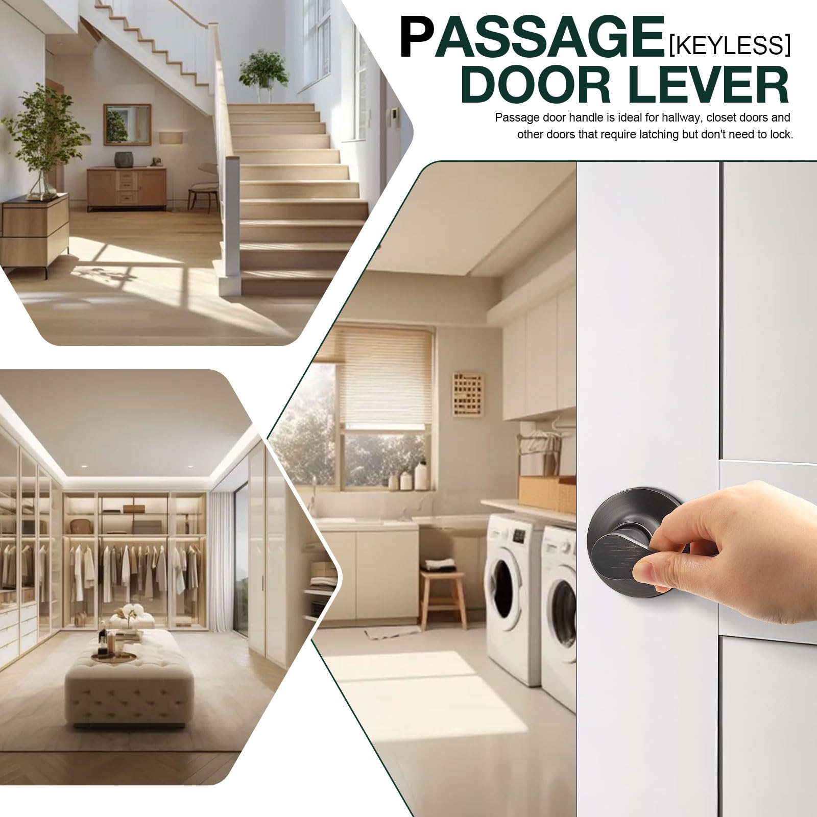 Gobekor 6-Pack Oil Rubbed Bronze Interior Door Handles with Lock - Passage & Closet Door Levers for Bedroom, Bathroom & Hallway - Smooth Operation & Secure Privacy