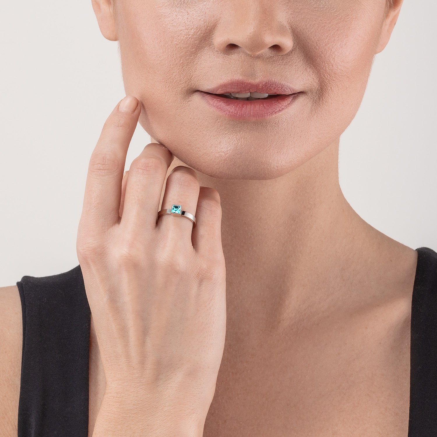 Elegant Silver Aqua Square Small Ring for Women - Perfect for Everyday Wear, Parties & Special Occasions