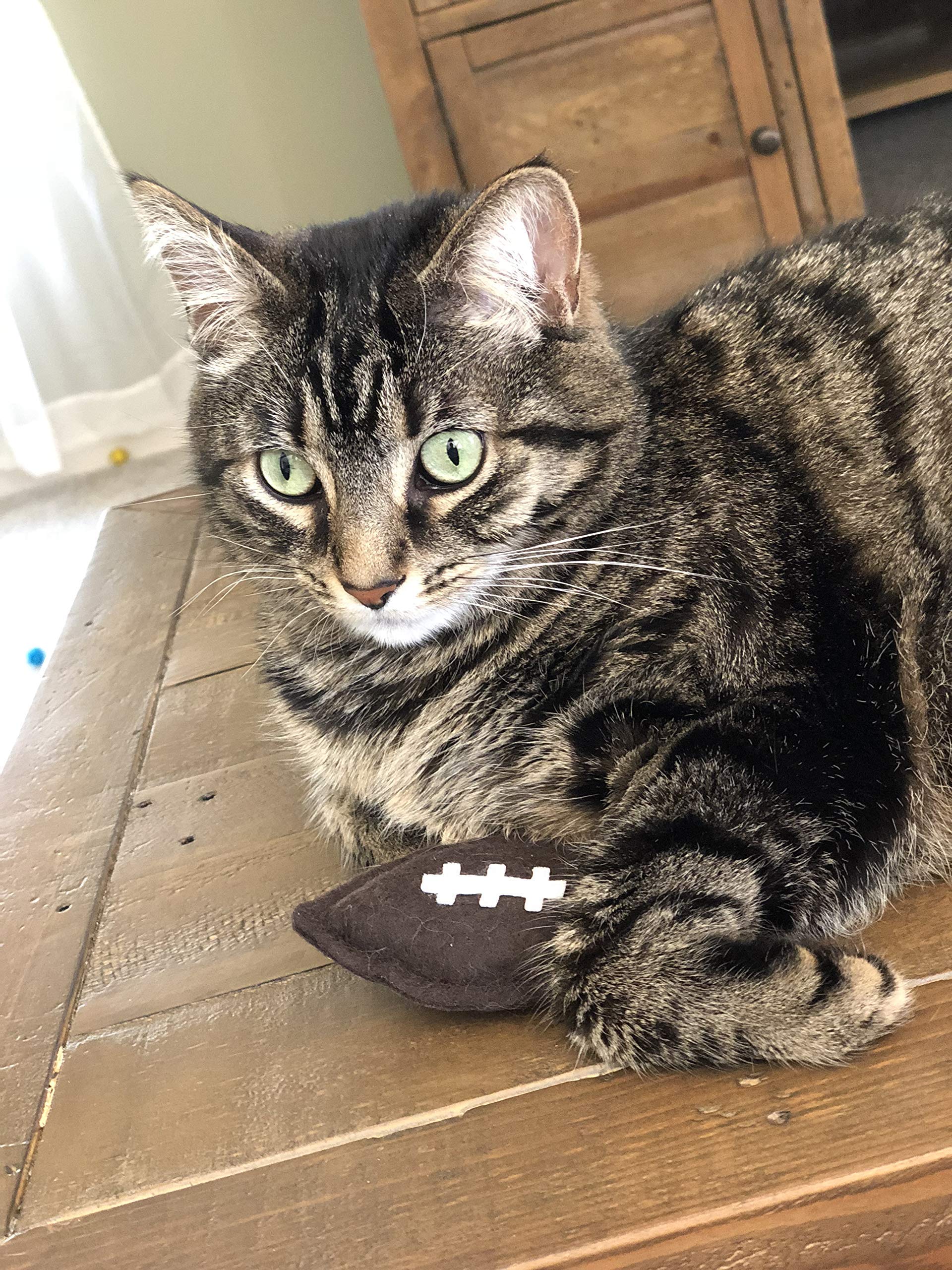 Organic Catnip Football Cat Toys - 2 Pack Fun Interactive Play Toys for Kittens & Adult Cats - Perfect for Indoor Play, Training & Bonding Time