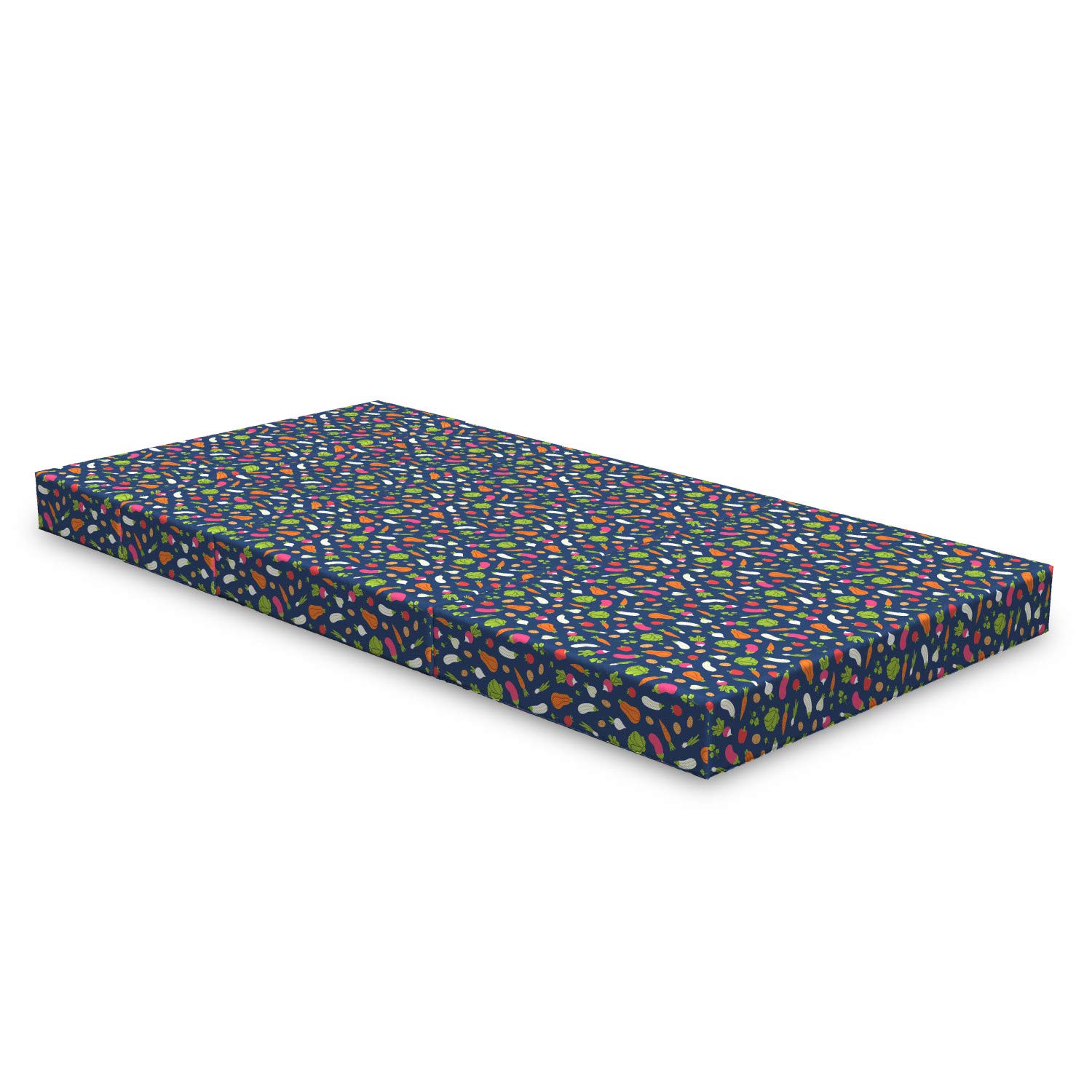 Ambesonne Vegetable Print Foldable Mattress - Carrot, Zucchini, Garlic Design - 74.8