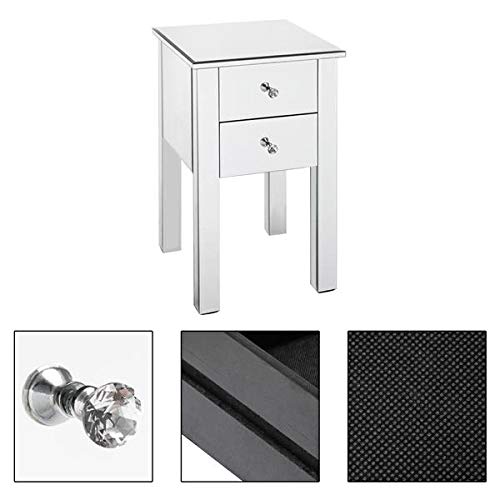 Modern Mirrored End Table with Drawer - Stylish Nightstand for Bedroom & Living Room - Versatile Storage Cabinet with Drawers - Perfect for Small Spaces, Guest Rooms & Apartment Decor