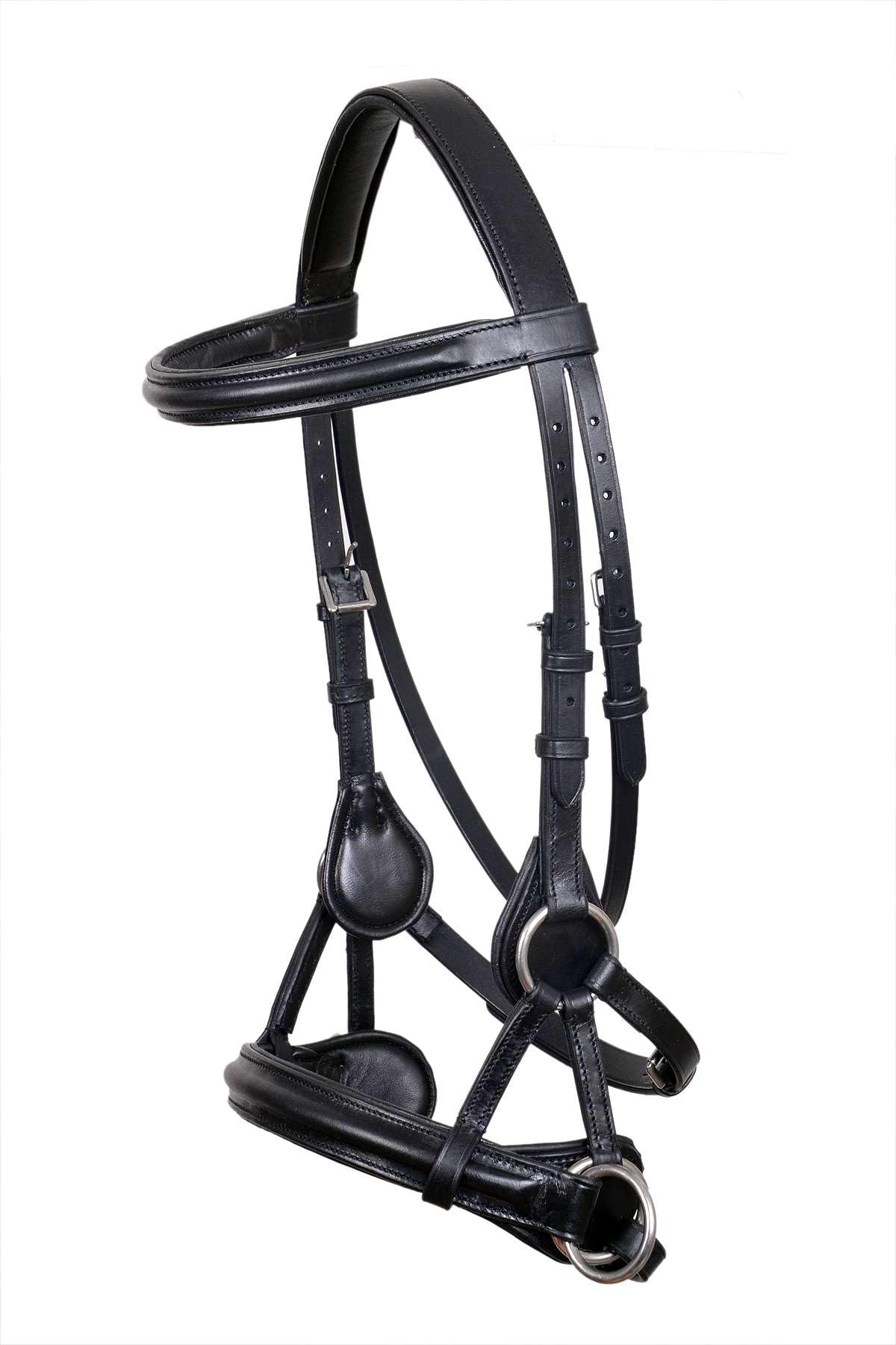 MEWATI Premium Vegetable Tanned Leather Bitless Bridle with Stainless Steel-Web Reins for Horses - English Side Pull Design | Comfortable & Durable Equestrian Equipment for Trail Riding & Dressage Training