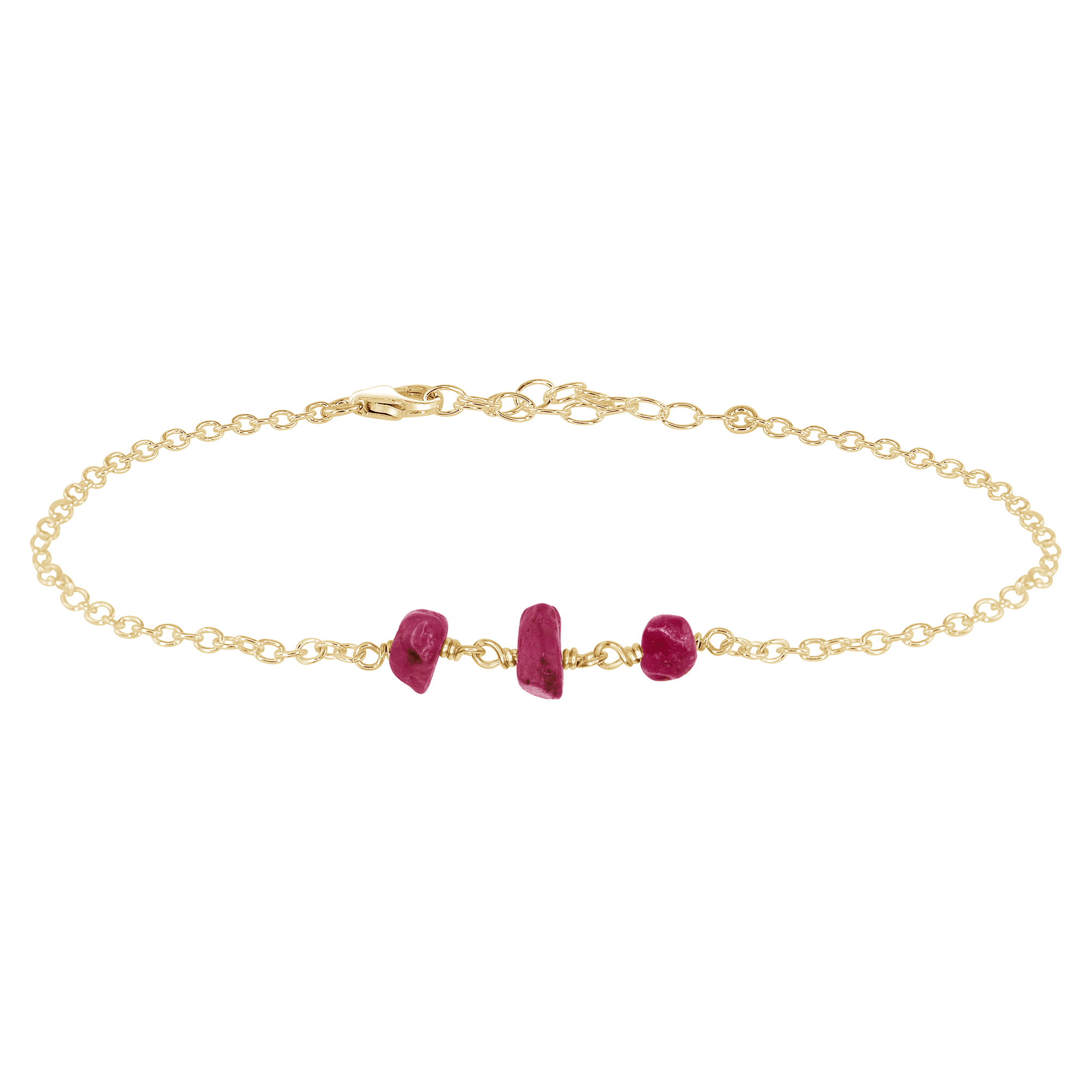 Elegant Ruby Beaded Chain Anklet for Women - Adjustable Bohemian Ankle Bracelet - Perfect for Beach, Summer Outfits & Boho Fashion
