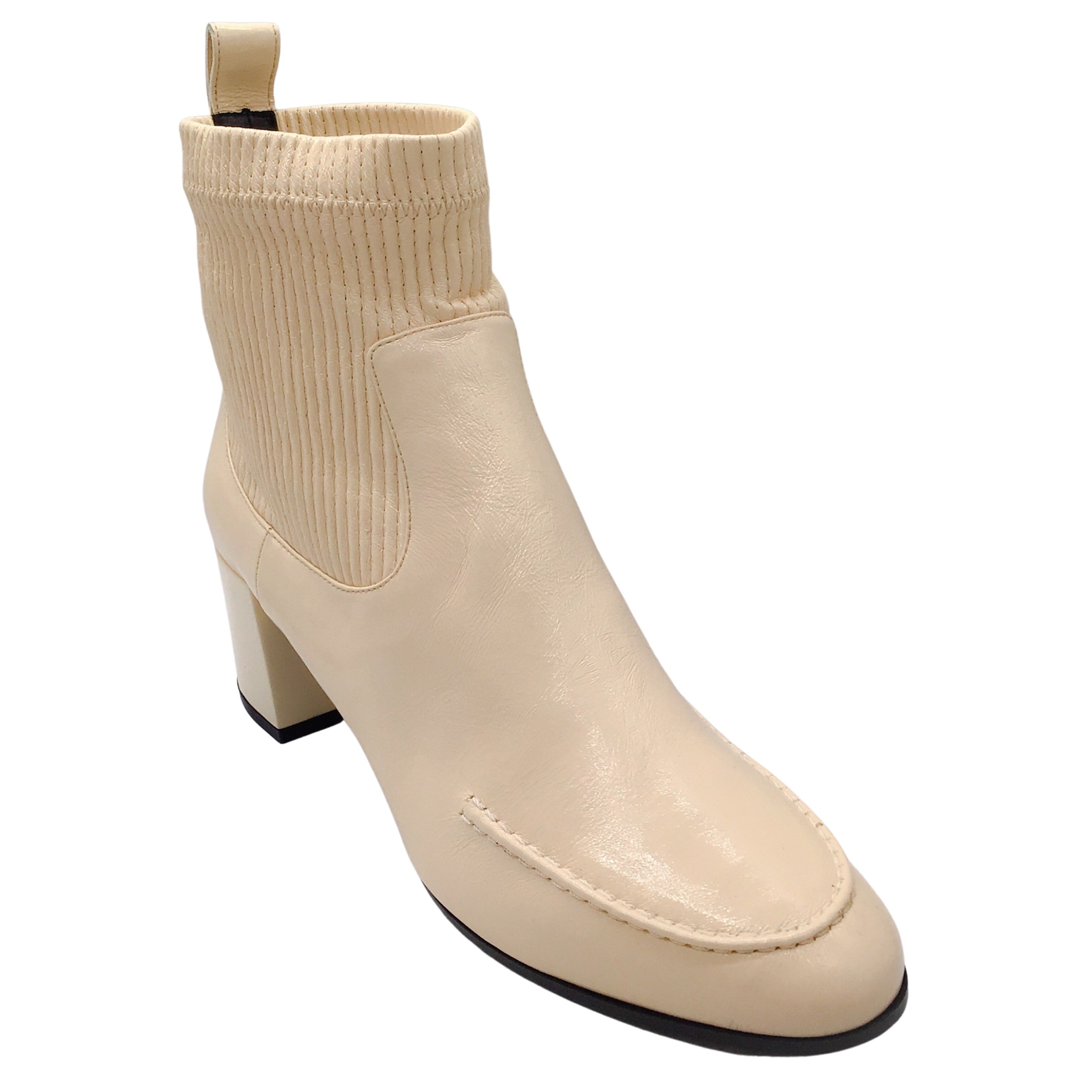 Pierre Hardy Ivory Patent Leather Ankle Boots - Women's Fashion Chunky Heel Booties for Fall/Winter - Perfect for Office, Party & Night Out