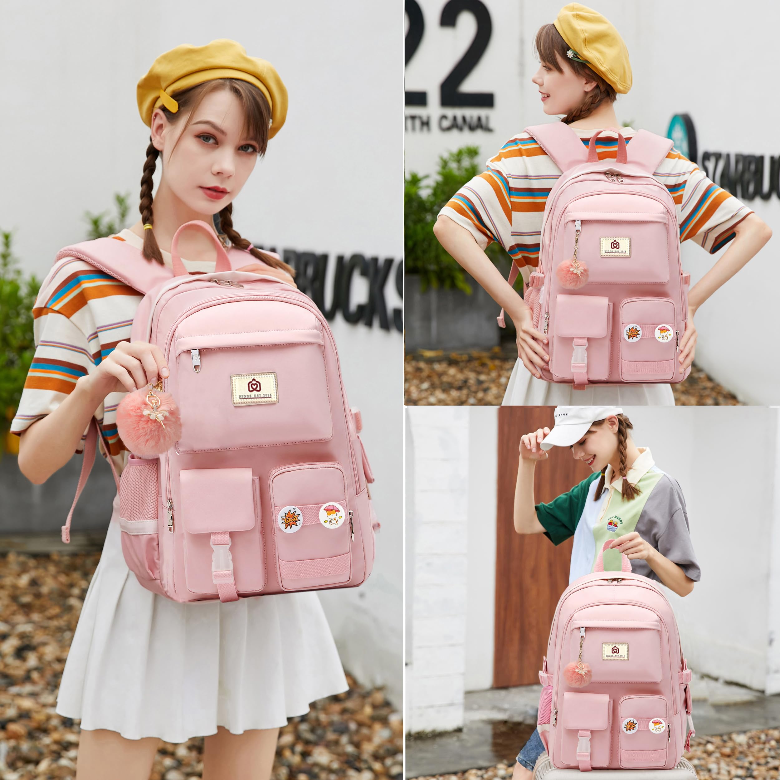 Stylish 15.6 Inch Anti-Theft Laptop Backpack for College Students - Pink Cute Bookbag for High School Girls & Women, Durable Travel Daypack for School, Work & Commuting