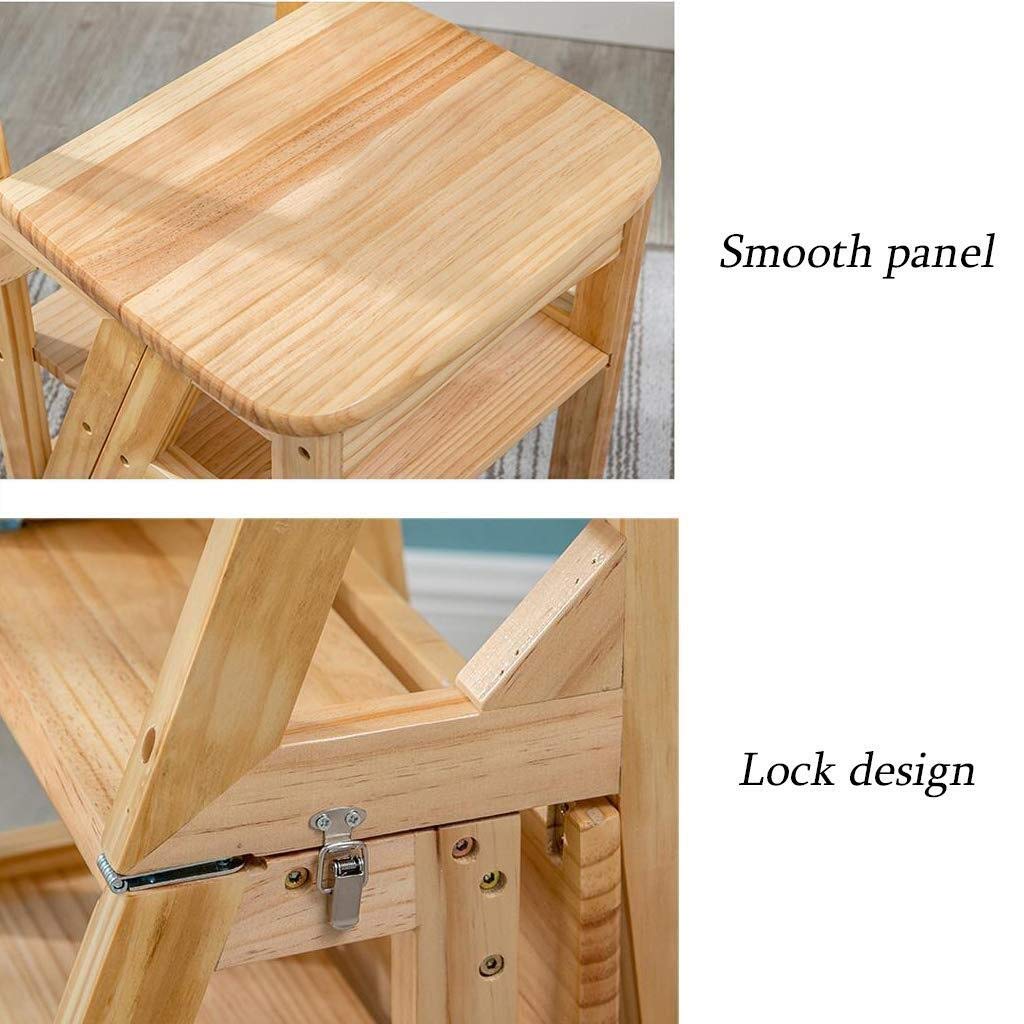 LUDIST 4-Step Wooden Folding Step Stool for Home, Office & Library - Multi-Purpose Climbing Stool with Storage Shelf - Perfect for Reaching High Shelves, Organizing & Decorating