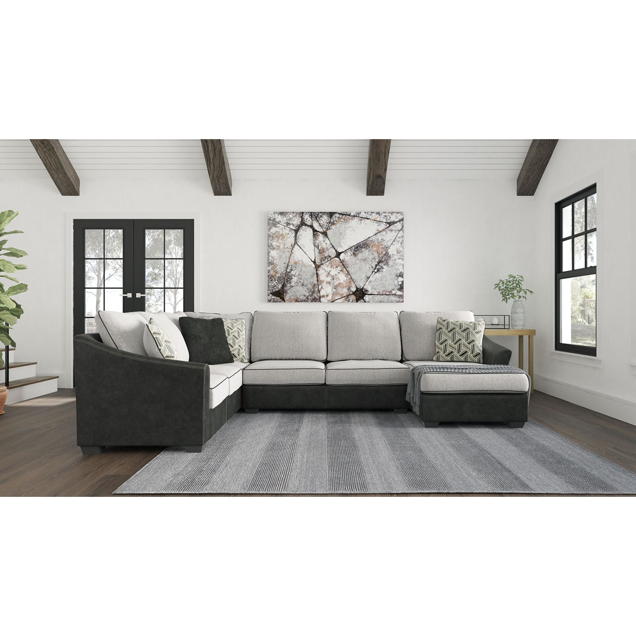 Bilgray 3-Piece Sectional Sofa Set in Pewter Gray - Modern L-Shaped Couch for Living Room, Apartment & Lounge Comfortable Seating