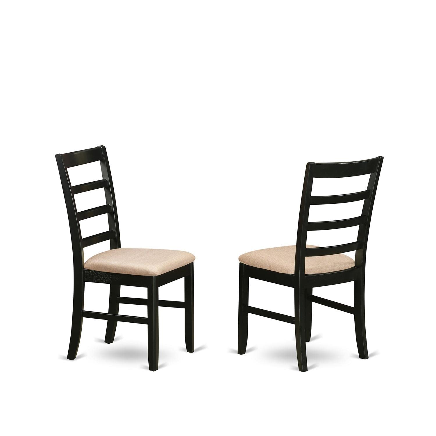 East West Furniture Parfait Kitchen Dining Chairs - Set of 2, Linen Upholstered Wooden Chairs in Cappuccino - Perfect for Breakfast Nook, Dining Room, and Small Space Decor